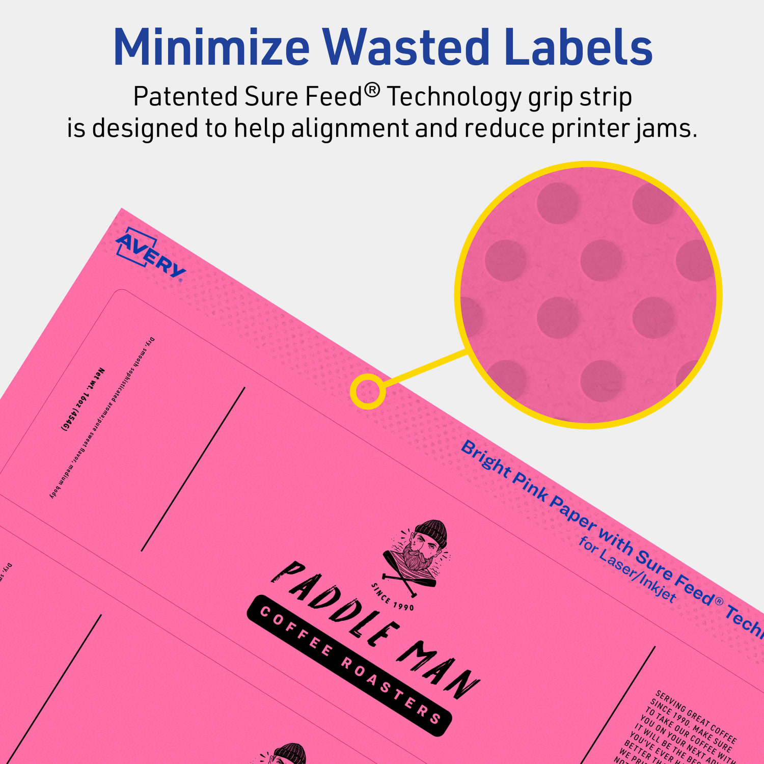 Avery Print-To-The-Edge Labels With Sure Feed Technology, 94244-BPP40, Rectangle, 2-1/4in x 7-3/4in, Matte Bright Pink, Pack of 160 - Image 5
