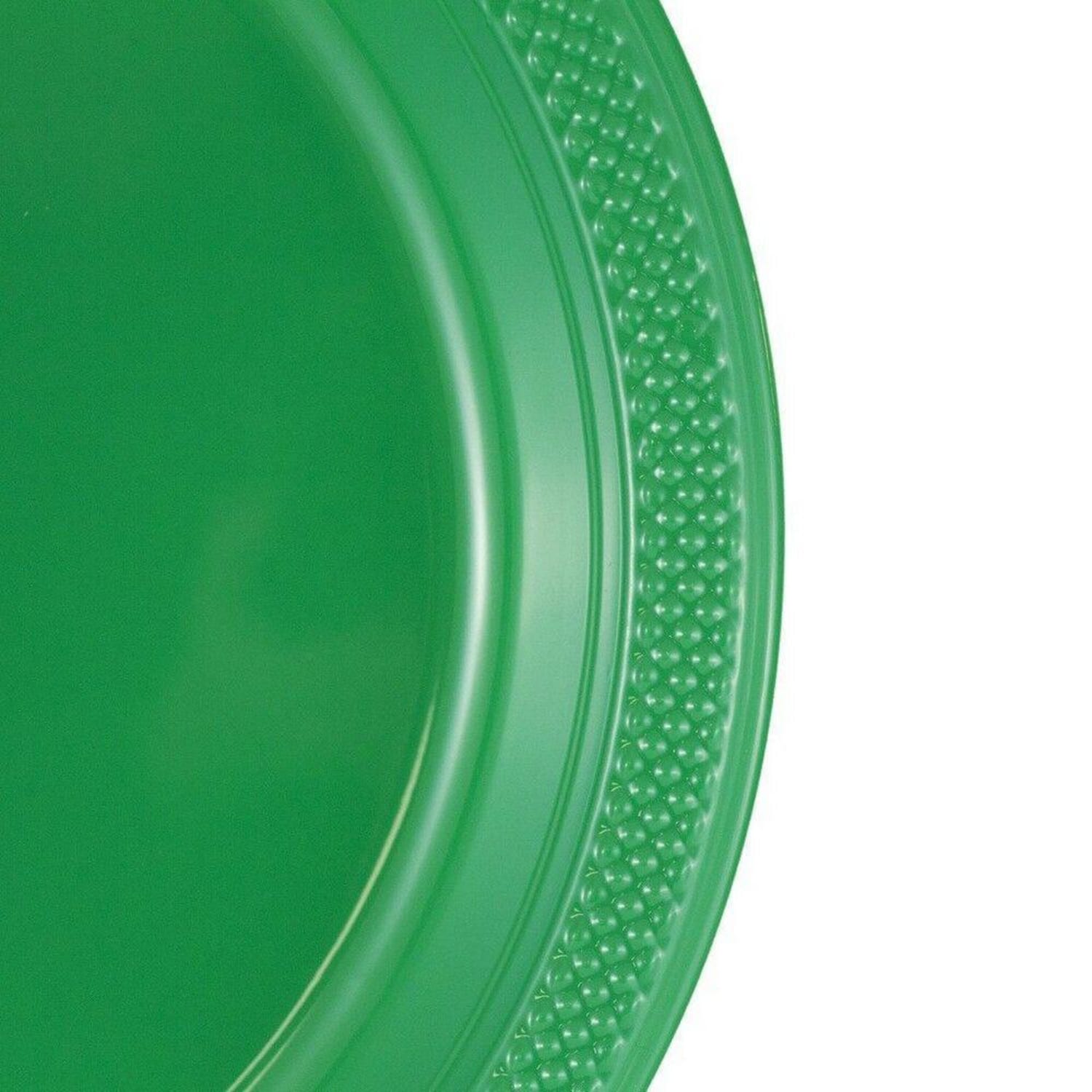 JAM PAPER Round Plastic Party Plates, Large, 10 1/4 inch, Green, 20/Pack - Image 4