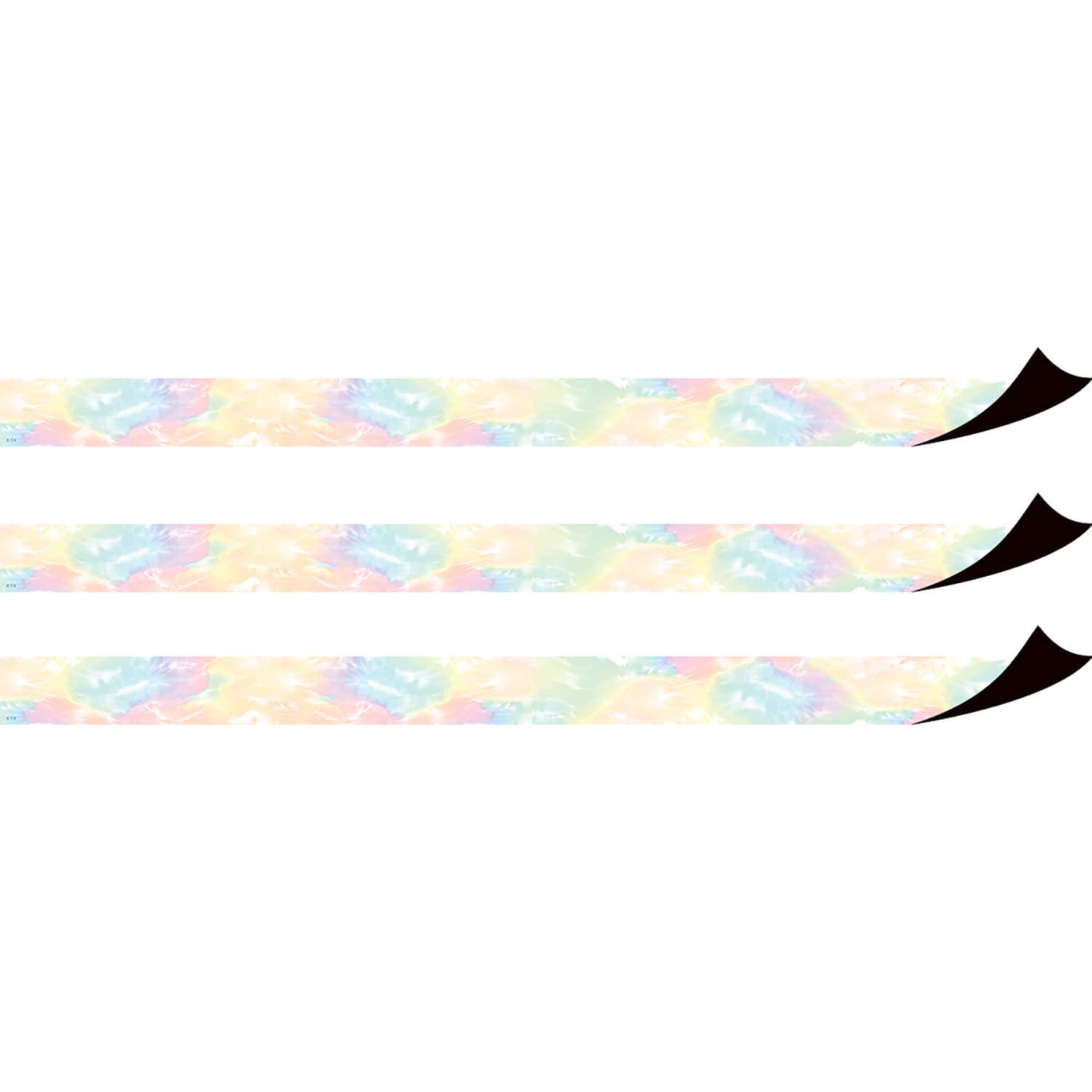 Teacher Created Resources Magnetic Borders, 24in x 1-1/2in, Pastel Pop Tie-Dye, 12 Borders Per Pack, Set Of 3 Packs