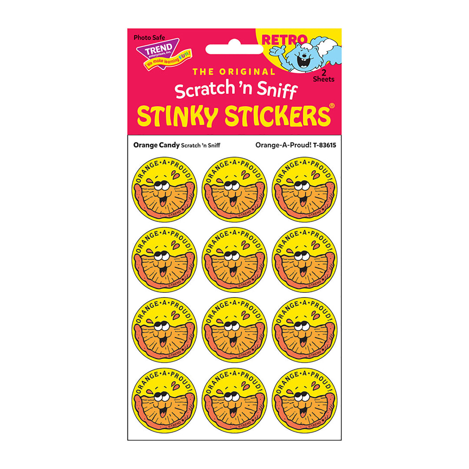 Trend Retro Scratch N Sniff Stinky Stickers, Orange-A-Proud!/Orange Candy, 24 Stickers Per Pack, Set Of 6 Packs - Image 3