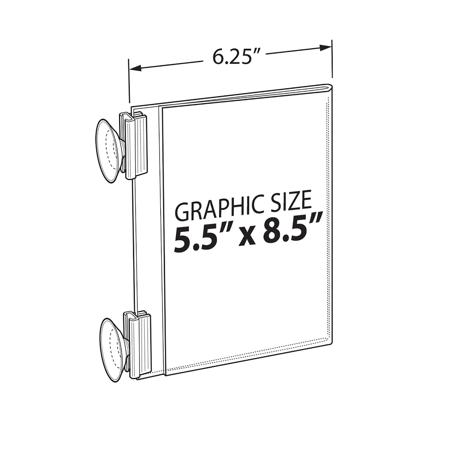 Azar Displays 2-Sided Acrylic Horizontal/Vertical Suction Cup Sign Holders, 8-1/2inH x 6-1/4inW x 1-3/4inD, Clear, Pack Of 10 Sign Holders - Image 4