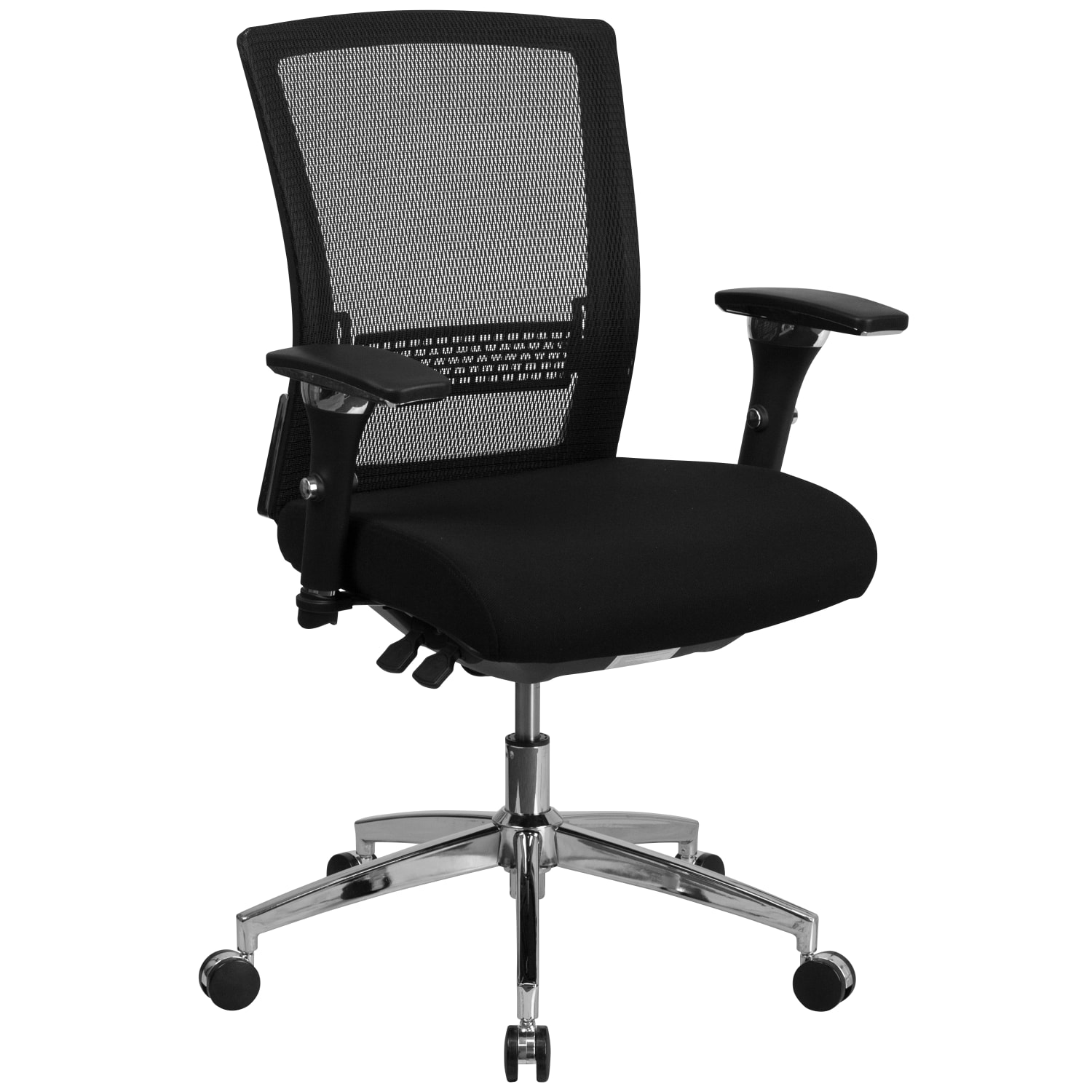 Flash Furniture HERCULES Series 24/7 Intensive-Use Ergonomic Mid-Back Executive Multifunction Office Chair, Black Fabric/Mesh/Gray -GOWY858