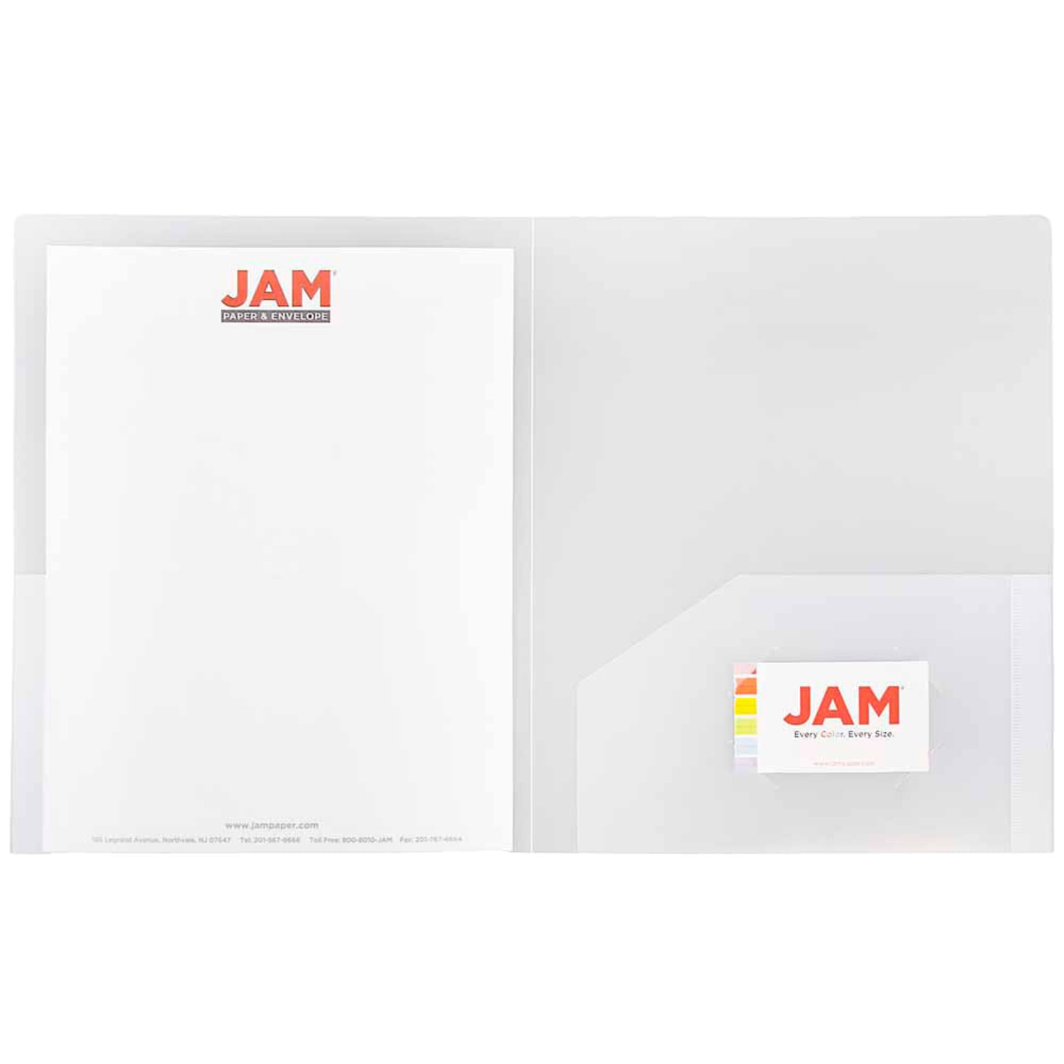 JAM Paper Heavy-Duty 2-Pocket Plastic Presentation Folders, 9in x 12in, Clear, Pack Of 6 - Image 5