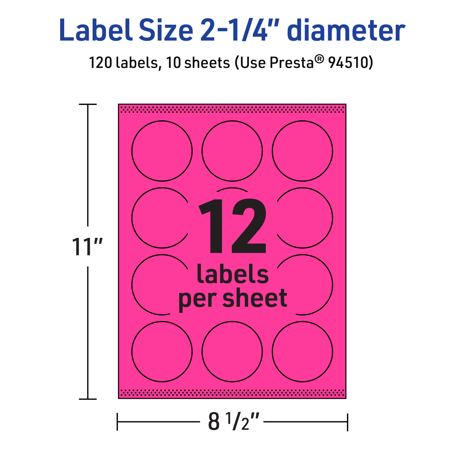 Avery Print-To-The-Edge Labels With Sure Feed Technology, 94510-NMP10, Round, 2-1/4in, Matte Neon Magenta, Pack of 120 - Image 6