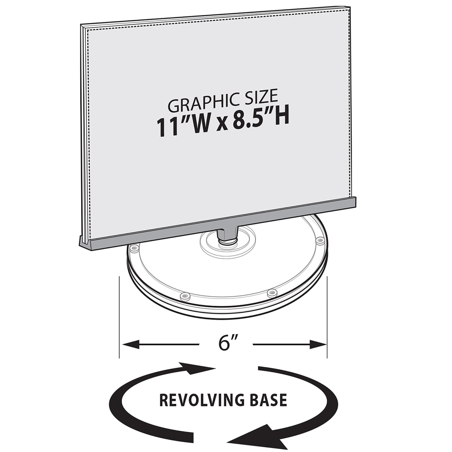 Azar Displays Revolving Acrylic Horizontal 2-Sided Sign Holders, 9-3/4in x 11in, Clear, Pack Of 2 Sign Holders - Image 4