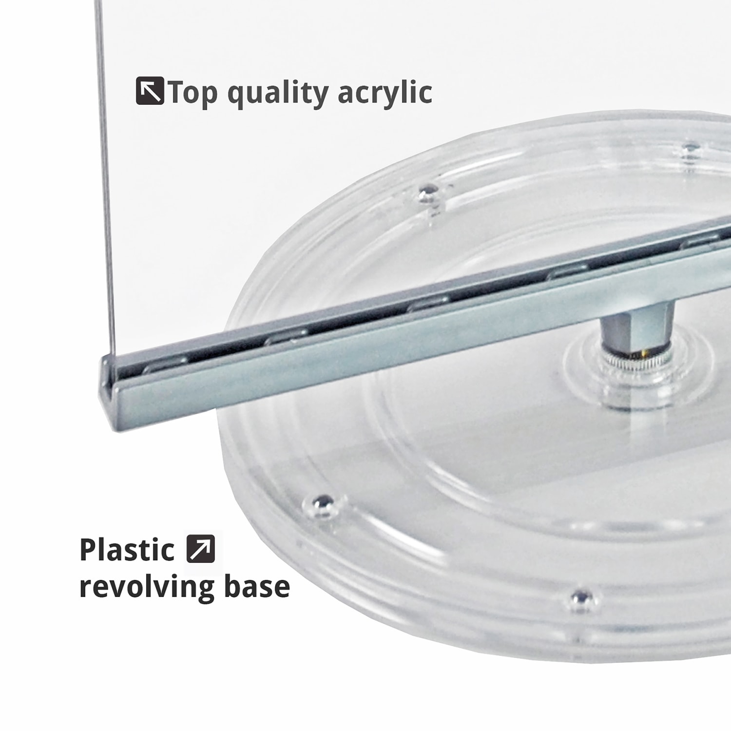 Azar Displays Revolving Acrylic Horizontal 2-Sided Sign Holders, 9-3/4in x 11in, Clear, Pack Of 2 Sign Holders - Image 5