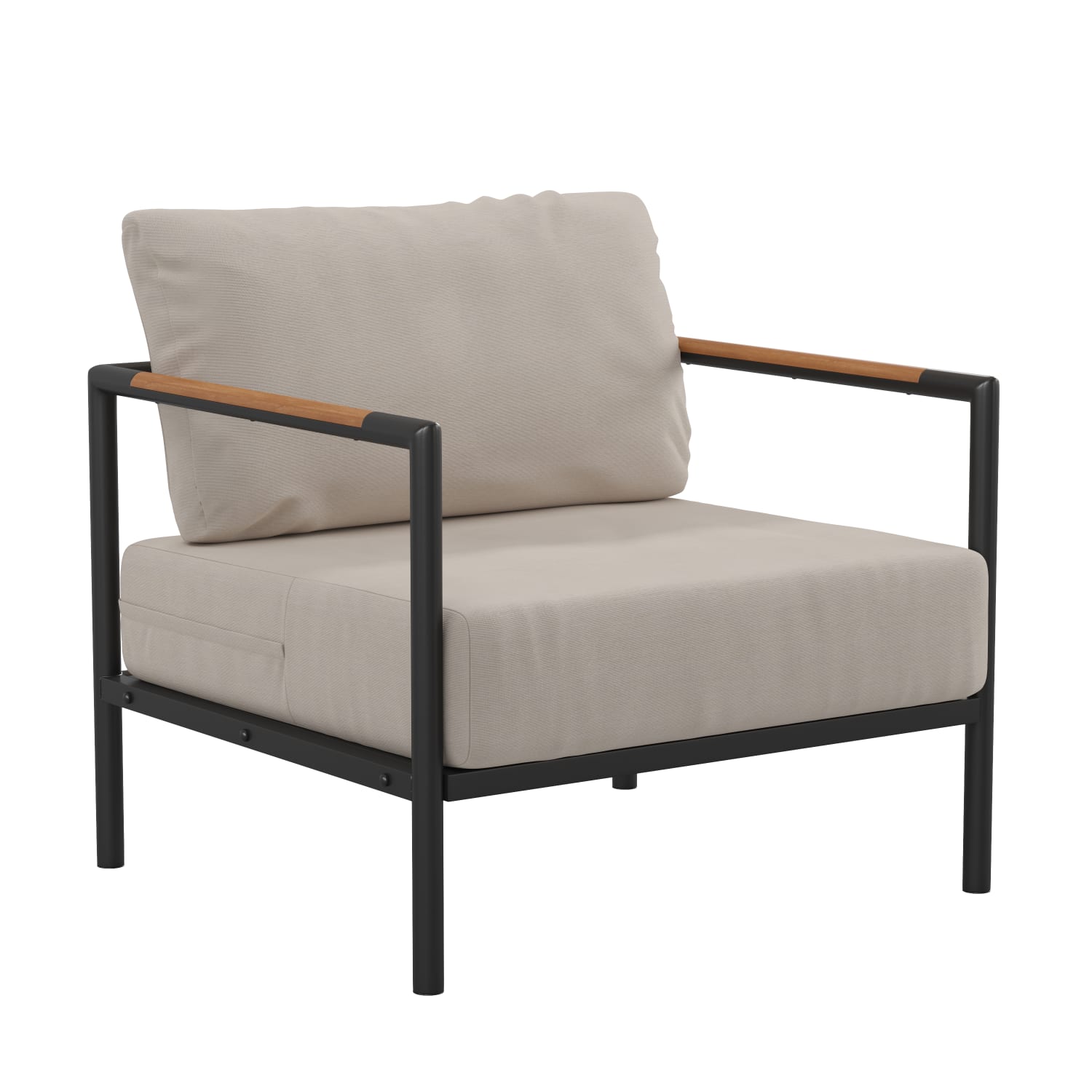 Flash Furniture Lea Indoor/Outdoor Patio Chair With Cushions, Beige/Black - Image 3