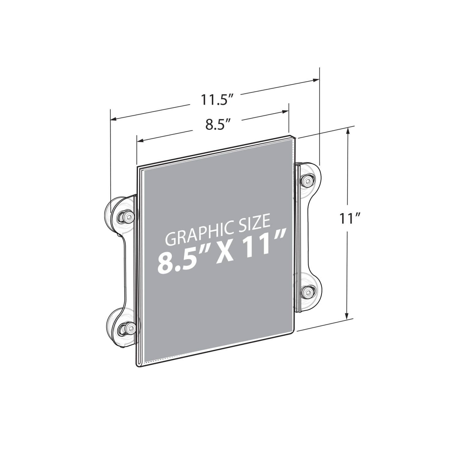 Azar Displays Acrylic Window/Door Sign Holders With Suction Cups, 8-1/2inL x 11inH, Clear, Pack Of 10 Holders - Image 3