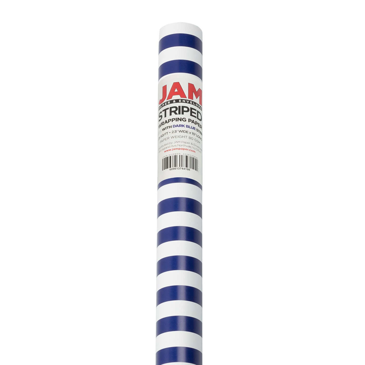 JAM Paper Wrapping Paper, Striped, 25 Sq Ft, Blue/White - Image 3