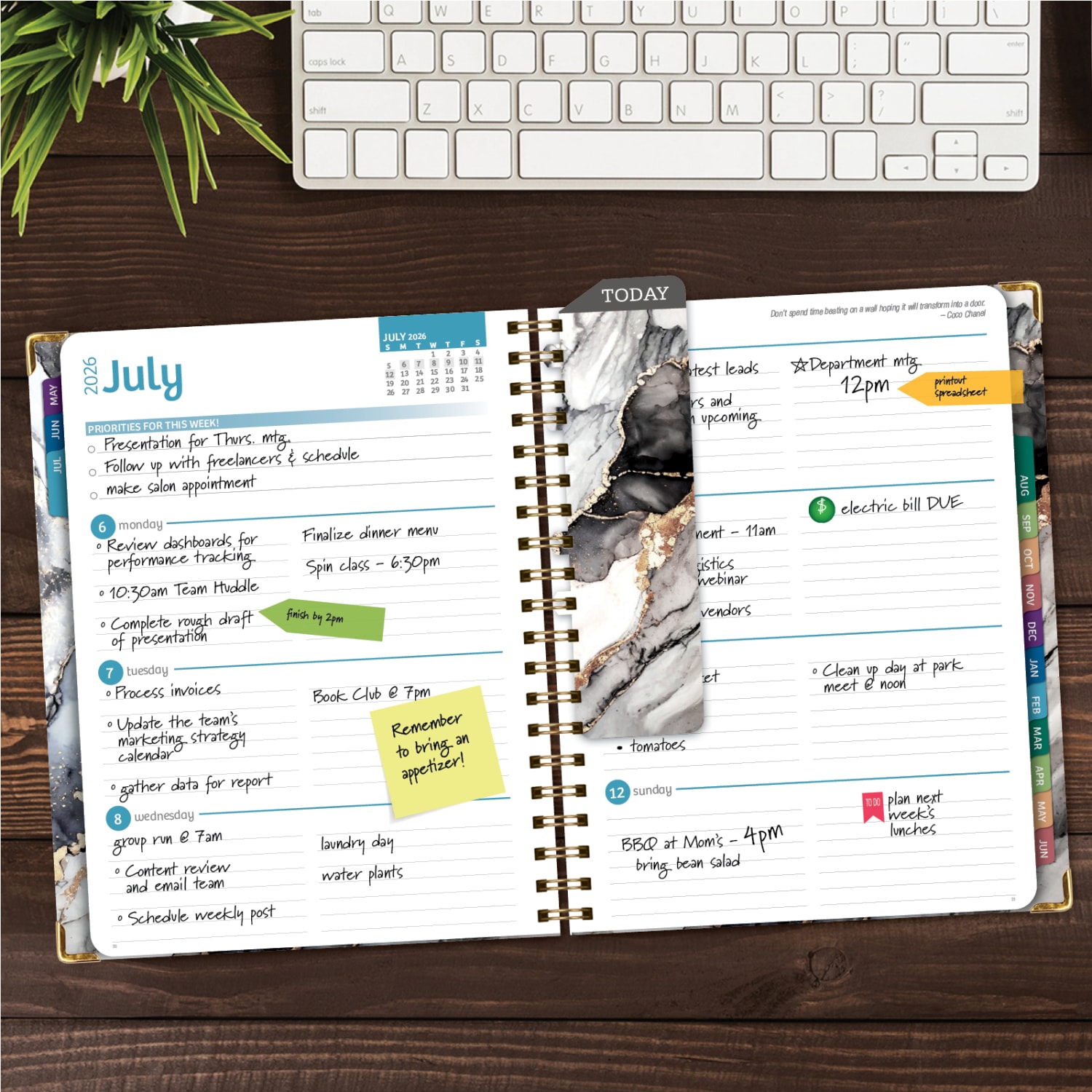 2026-2027 Excello Brands 14-Month Academic Year Hardcover Weekly/Monthly Fashion Planner, 8-1/2in x 11in, Black Gold Marble, May To June, Total Qty 1 - Image 4