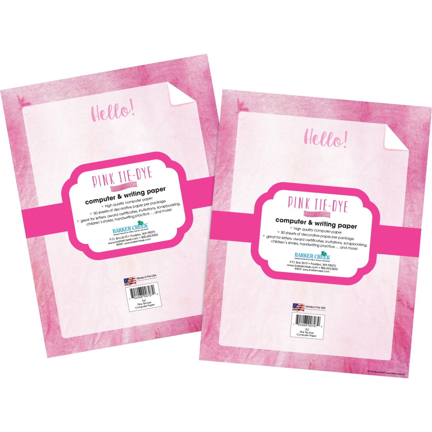 Barker Creek Designer Computer Paper, 8-1/2in x 11in, Pink Tie-Dye, 50 Sheets Per Pack, Set Of 2 Packs - Image 3