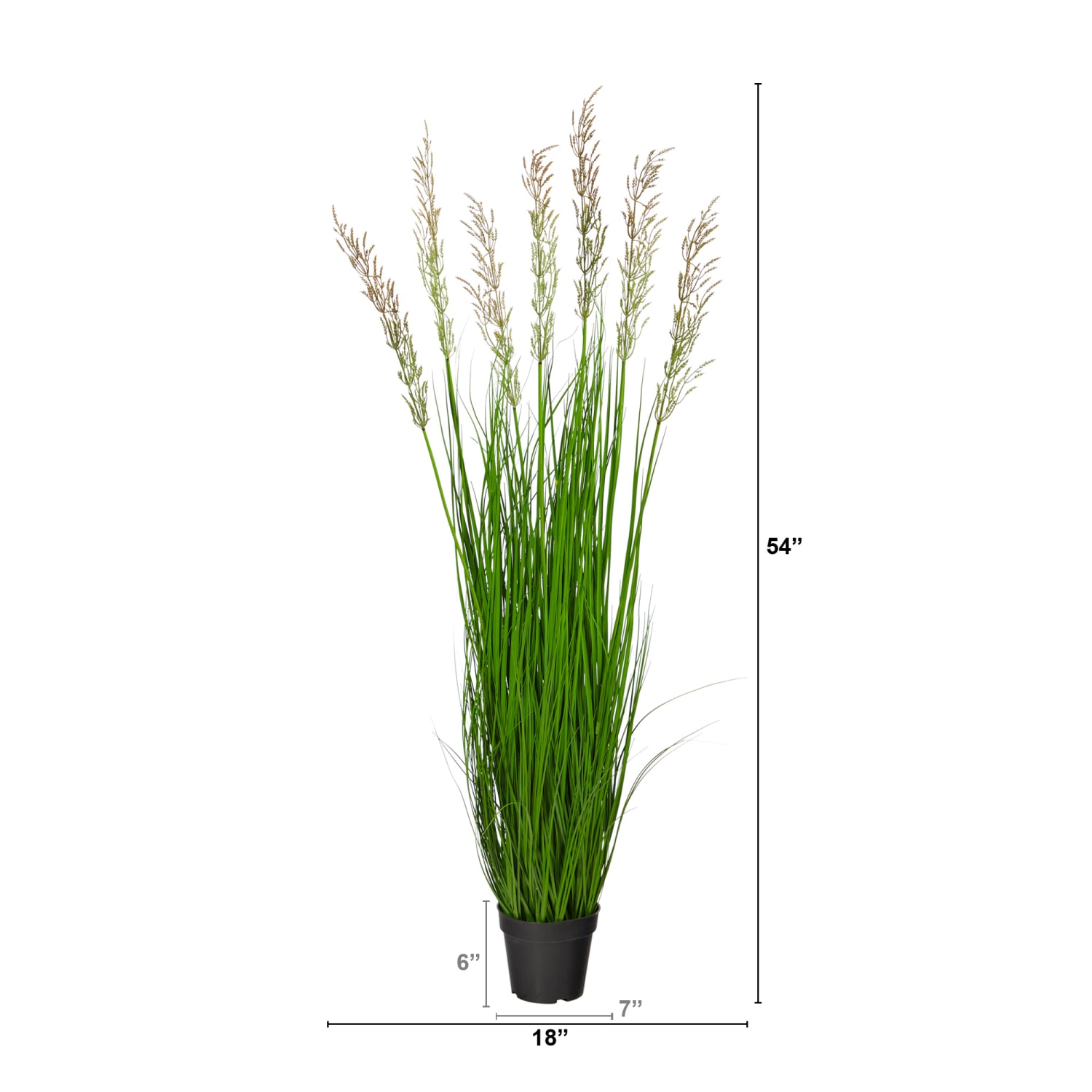 Nearly Natural Plume Grass 54inH Artificial Plant With Planter, 54inH x 18inW x 18inD, Green/Black - Image 3