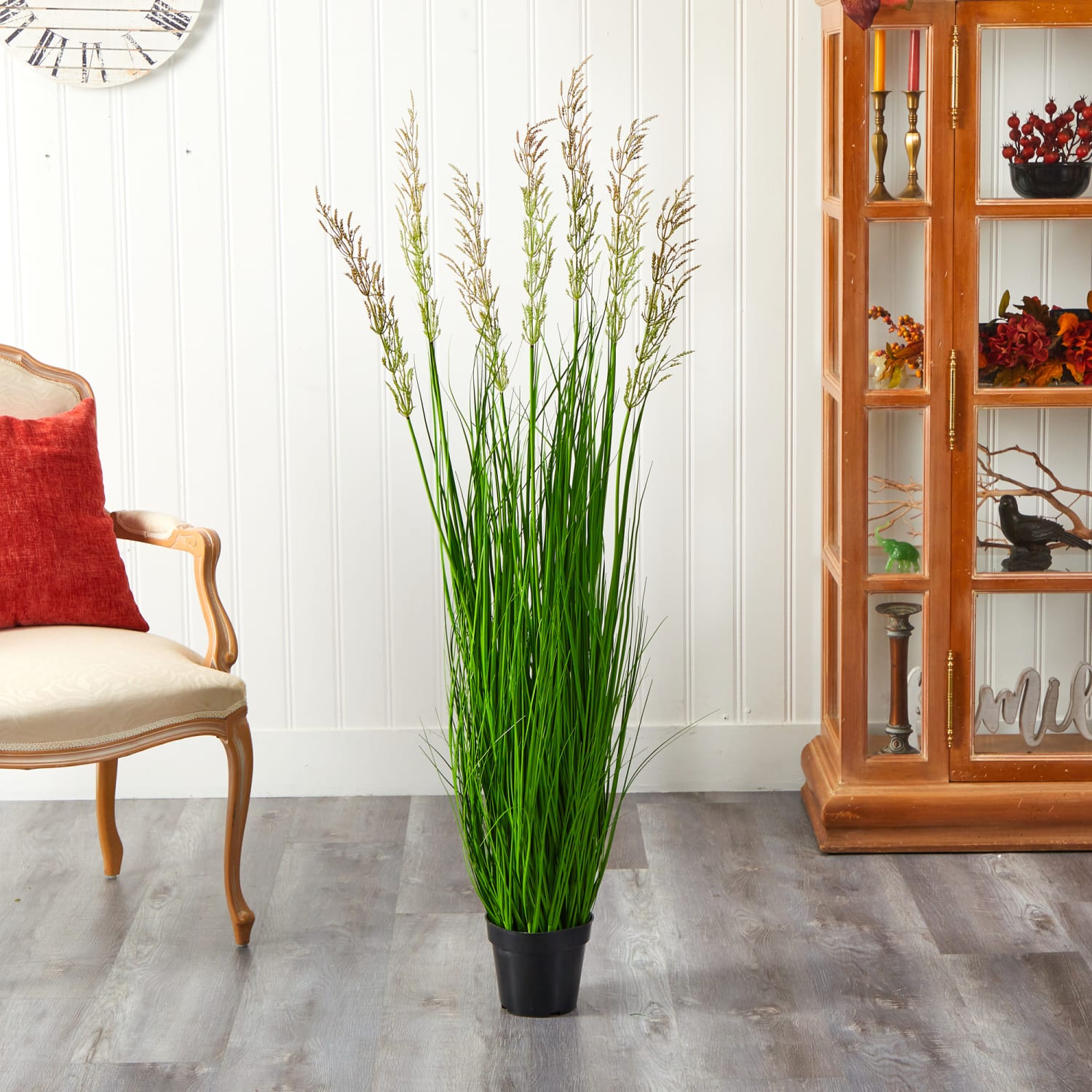 Nearly Natural Plume Grass 54inH Artificial Plant With Planter, 54inH x 18inW x 18inD, Green/Black - Image 4