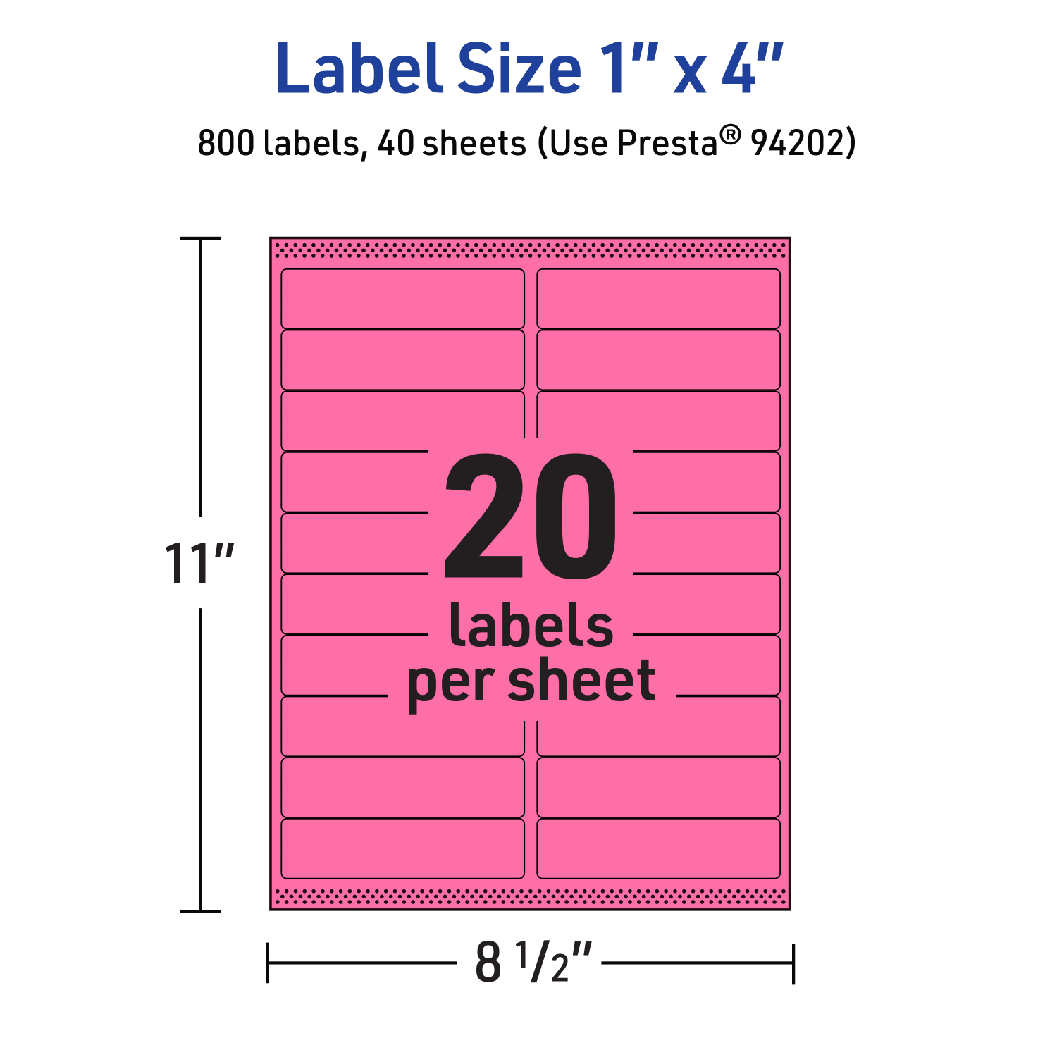 Avery Printable Labels With Sure Feed Technology, 94202-BPP40, Rectangle, 1in x 4in, Matte Bright Pink, Pack of 800 - Image 6