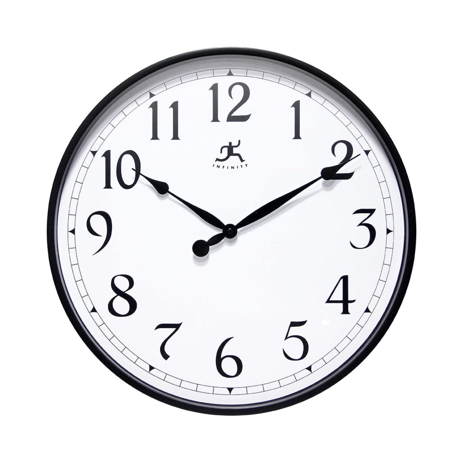 Infinity Instruments Office Round Wall Clock, 18in, Black