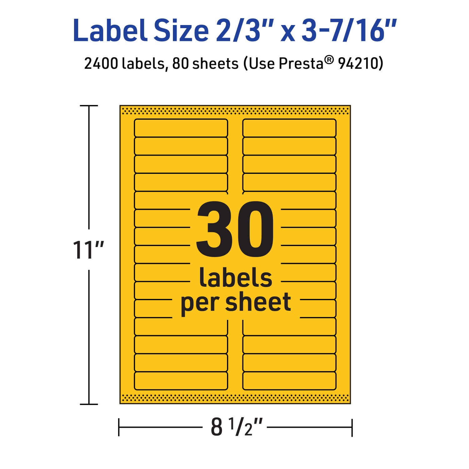 Avery Printable Labels With Sure Feed Technology, 94210-BYP80, Rectangle, 2/3in x 3-7/16in, Matte Bright Yellow, Pack of 2400 - Image 6