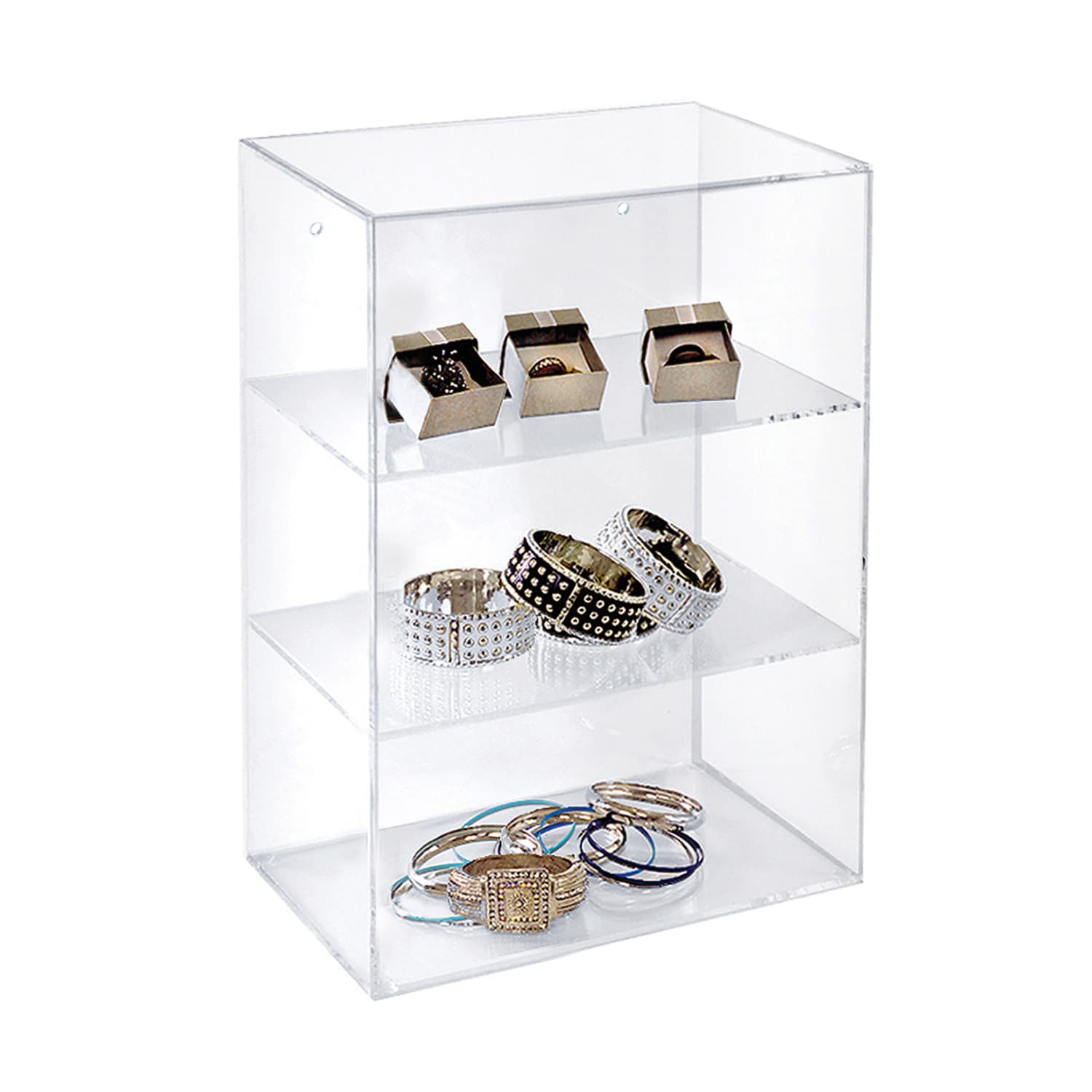 Azar Displays Acrylic Countertop Open Case With 2 Shelves, 17-1/4inH x 12-3/8inW x 7-7/8inD, Clear - Image 4