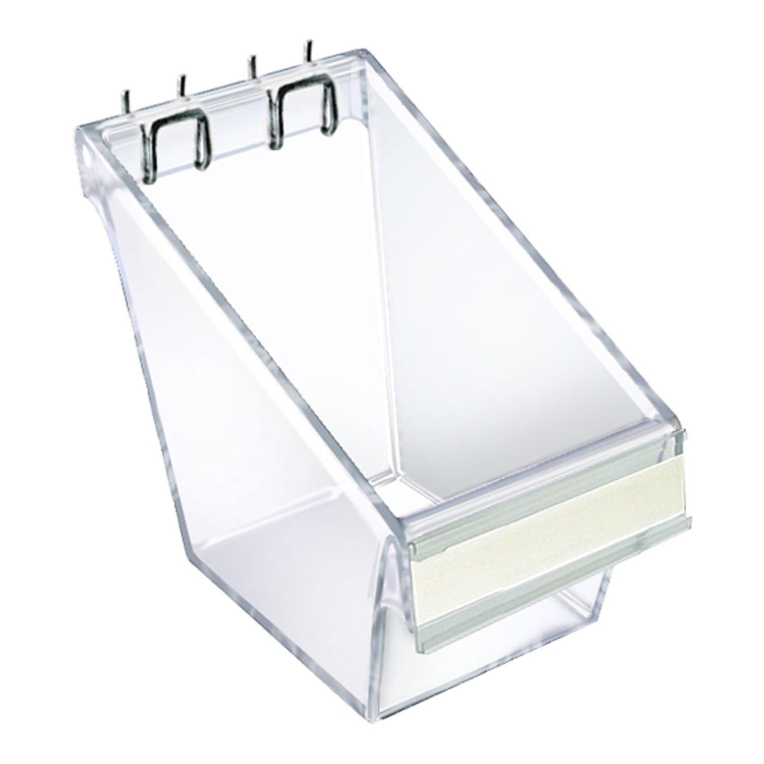 Azar Displays Bucket Displays For Pegboard/Slatwall, C-Channel And Metal U-Hooks, Small Size, 4 1/2in x 3in x 6 1/2in, Clear, Pack Of 4