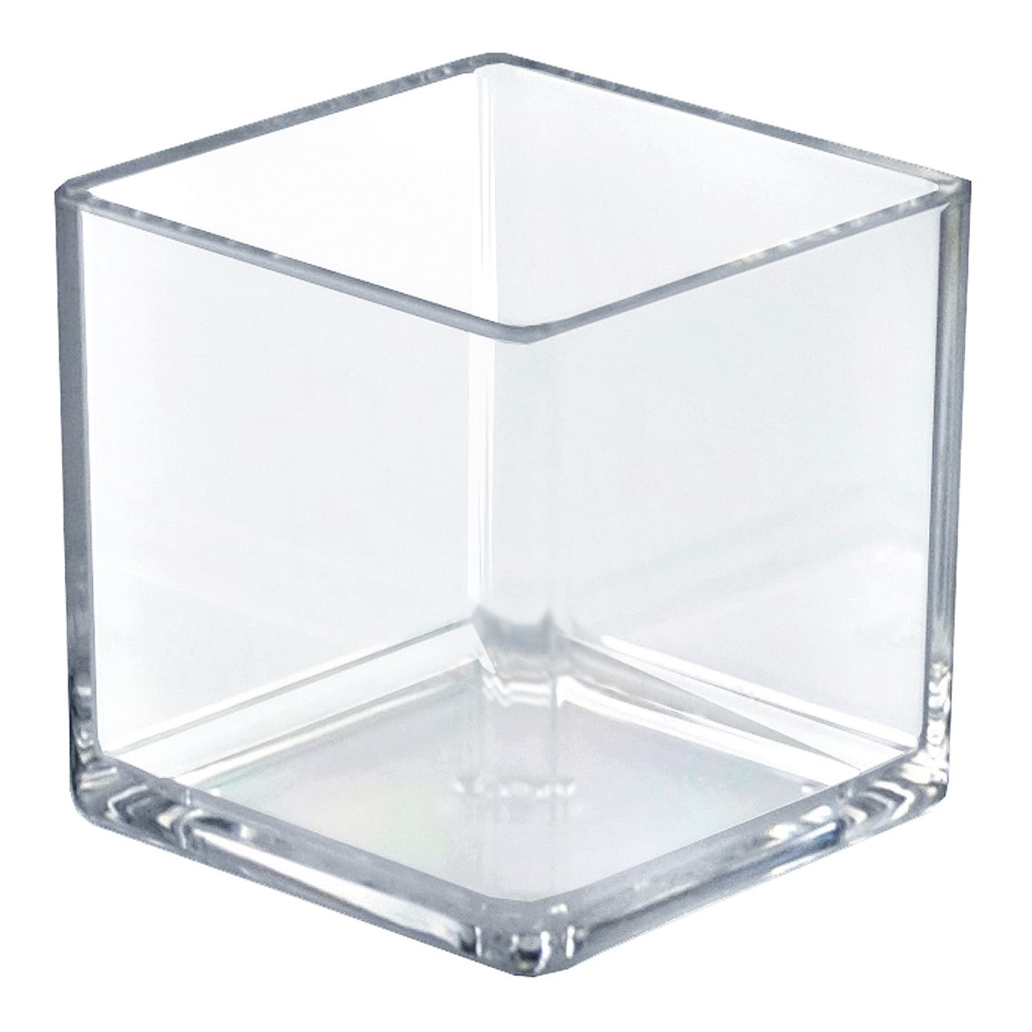 Azar Displays Deluxe Cube Bins, Small Size, 4in x 4in x 4in, Clear, Pack Of 4