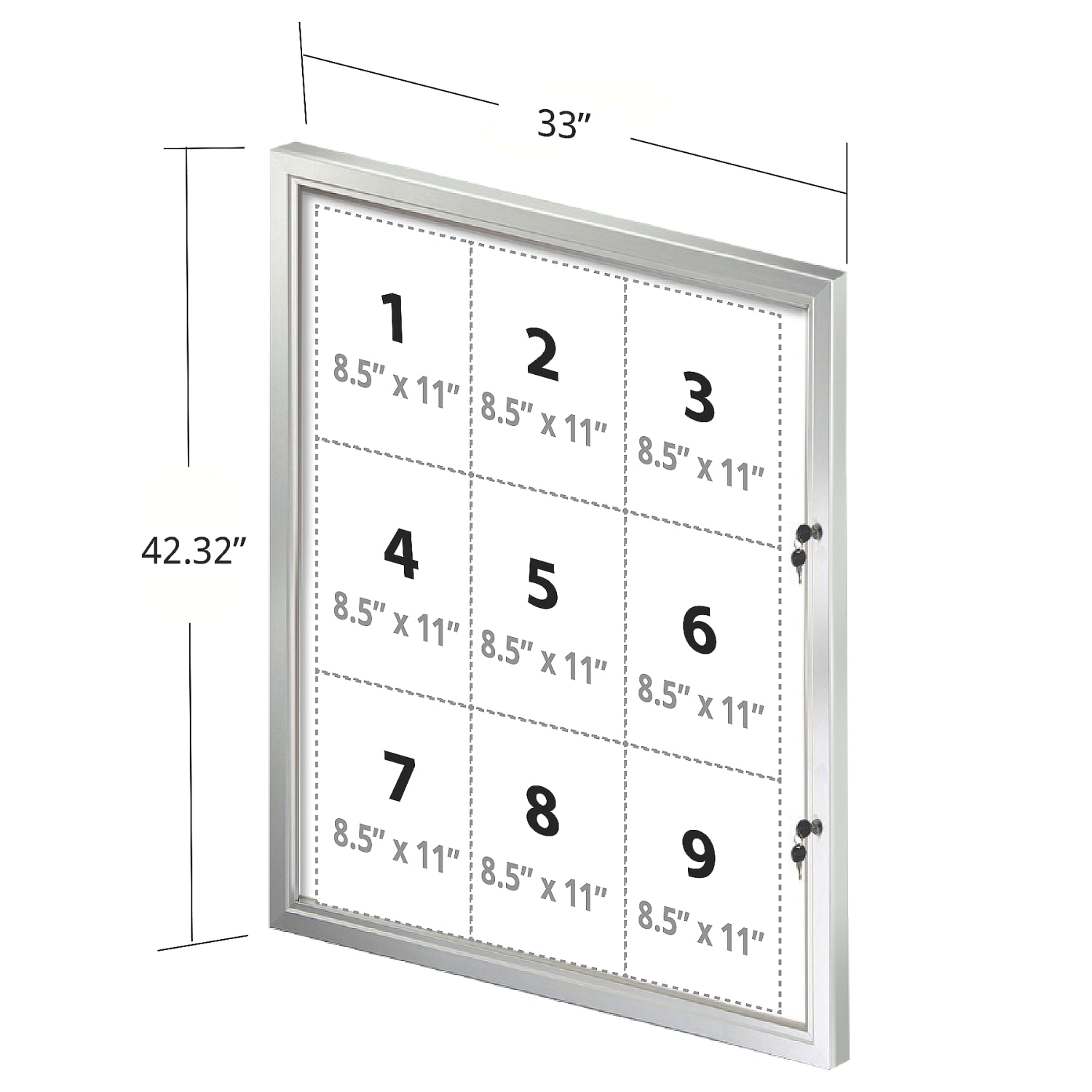 Azar Displays Magnetic Message Board, 42-3/8in x 33in, White, Silver Aluminum Frame - Image 3
