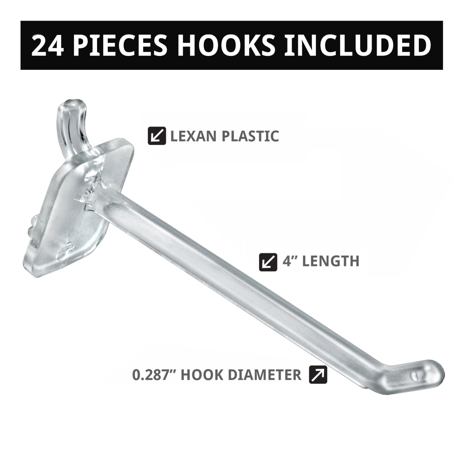 Azar Displays 4-Sided Revolving Pegboard Display With Hooks, 21inH x 8inW x 8inD, Clear - Image 4