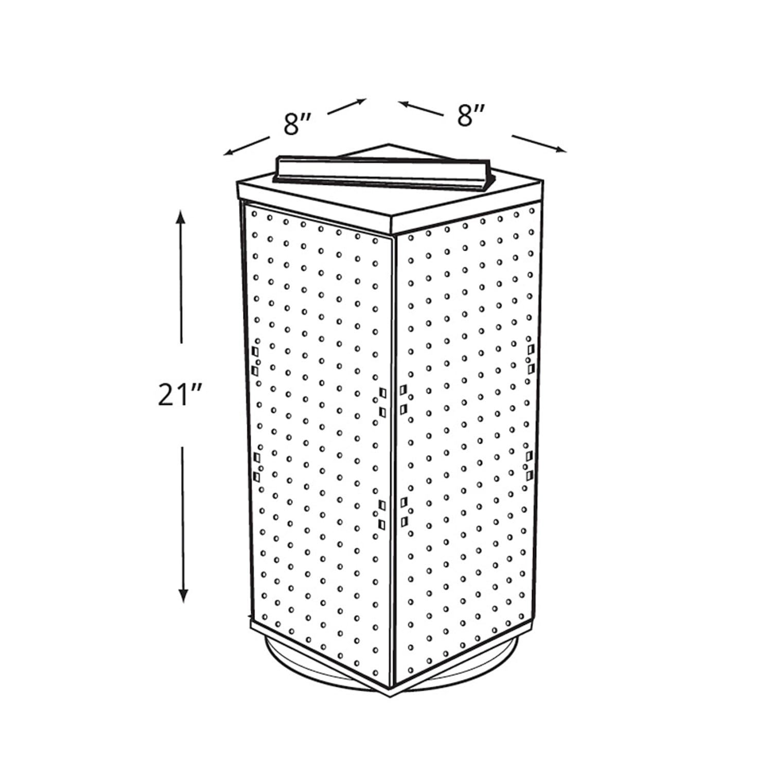 Azar Displays 4-Sided Revolving Pegboard Display With Hooks, 21inH x 8inW x 8inD, Clear - Image 5