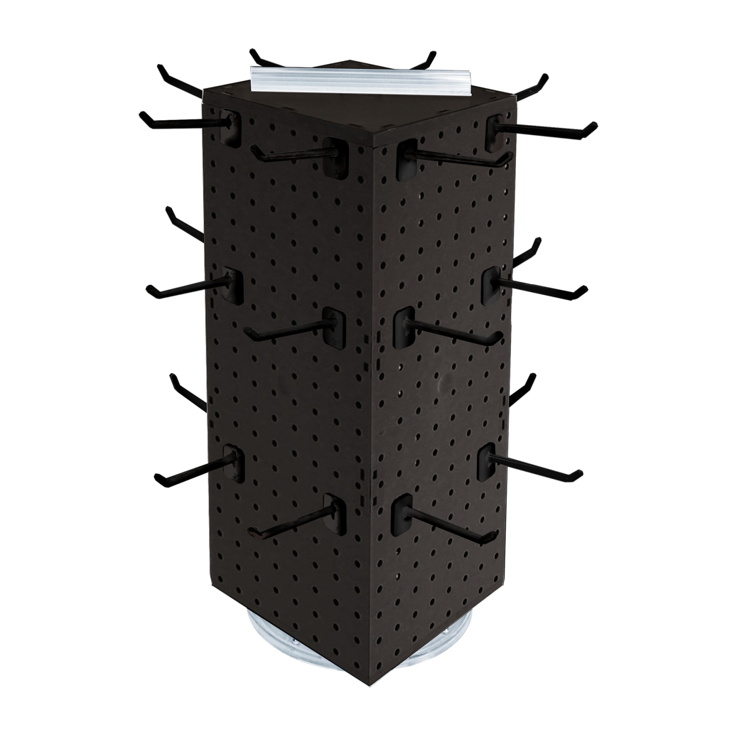 Azar Displays 4-Sided Revolving Pegboard Display With Hooks, 21inH x 8inW x 8inD, Black - Image 3