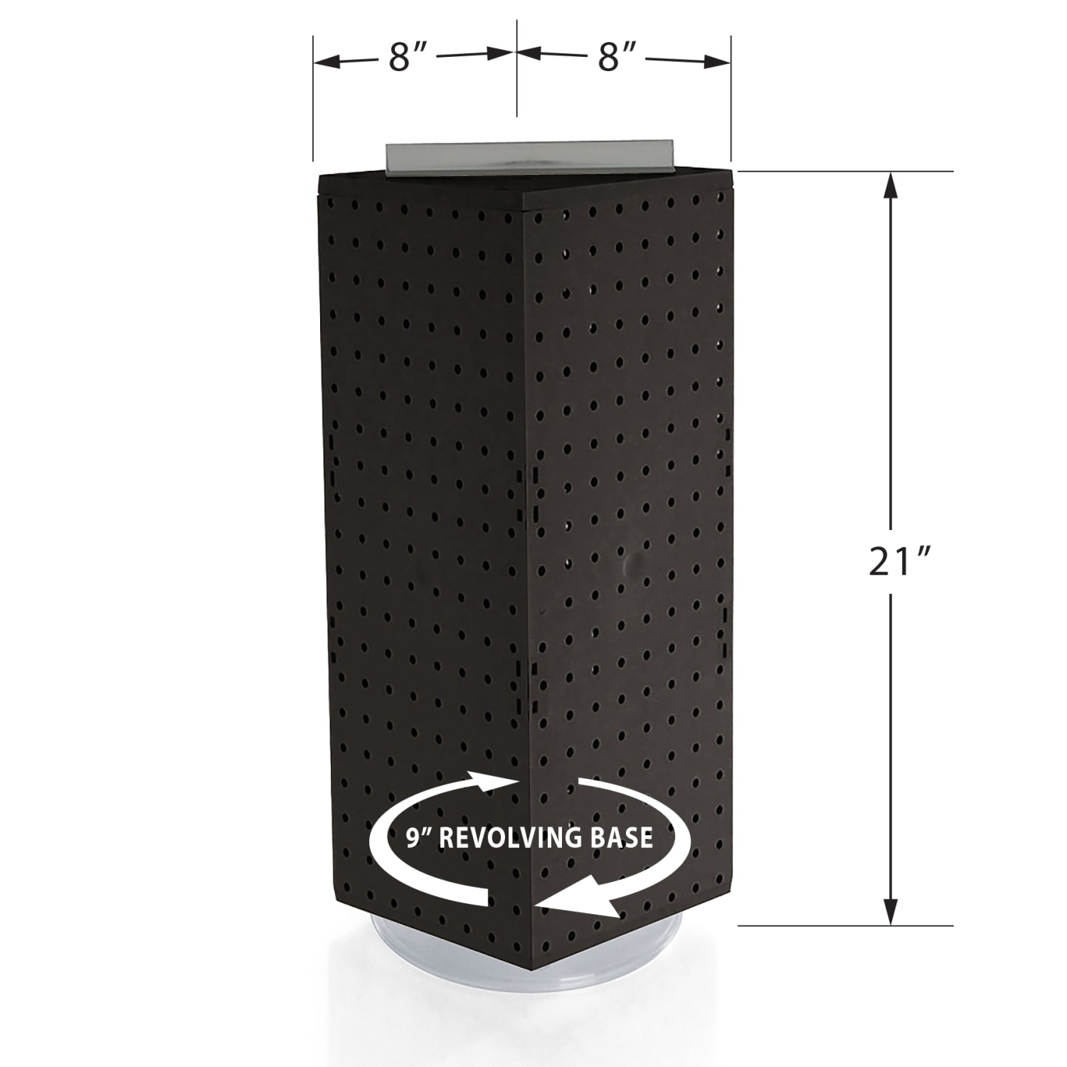 Azar Displays 4-Sided Revolving Pegboard Display With Hooks, 21inH x 8inW x 8inD, Black - Image 5