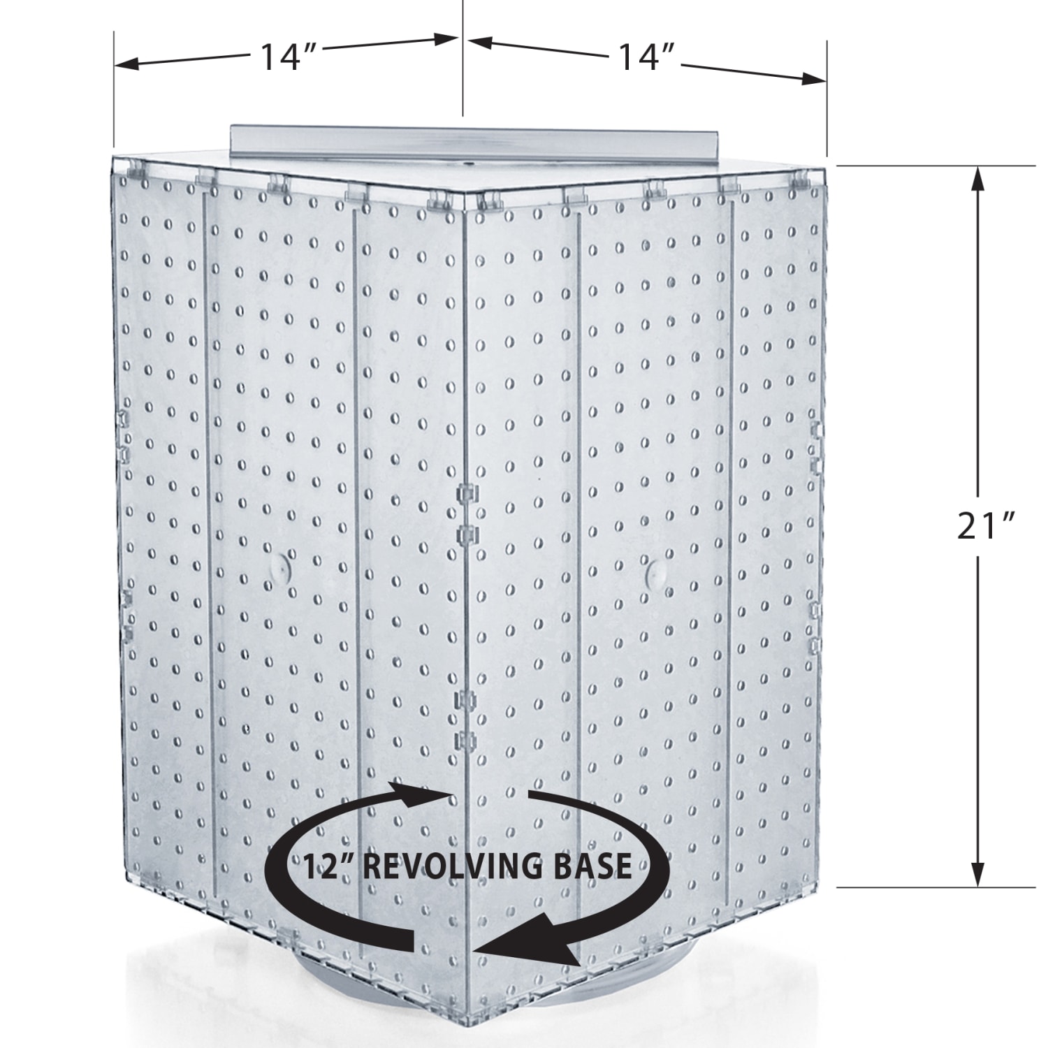 Azar Displays 4-Sided Revolving Pegboard Display With Hooks, 21inH x 14inW x 14inD, Clear - Image 5