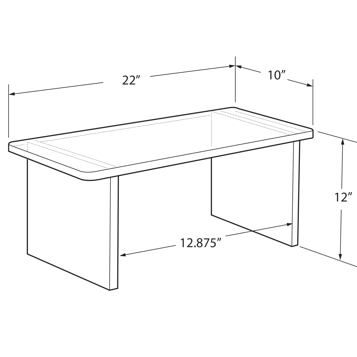Azar Displays Thick Deluxe Acrylic Riser With Bumpers, 12inH x 22inW x 10inD, Clear - Image 3
