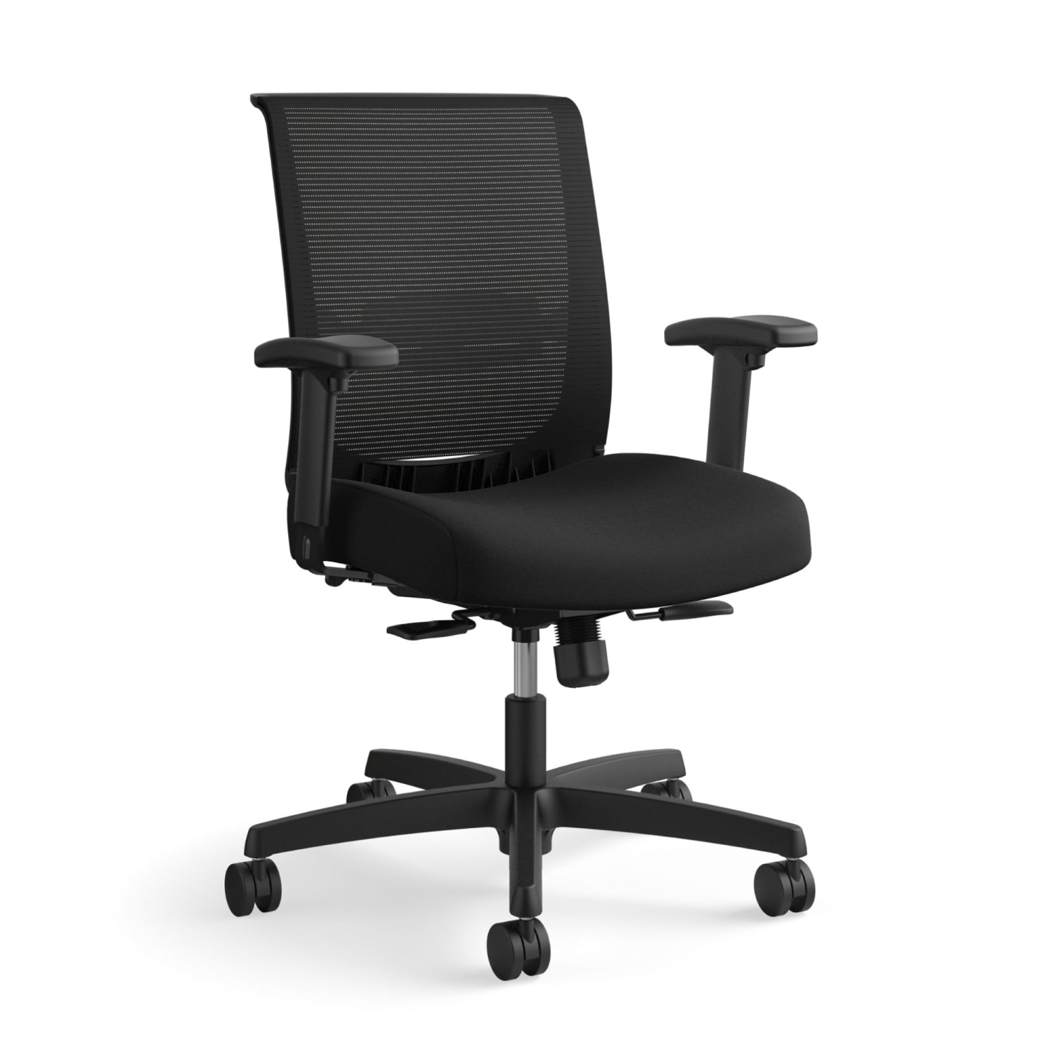 HON Convergence Ergonomic Fabric Mid Back Task Chair Black PopularChairscom