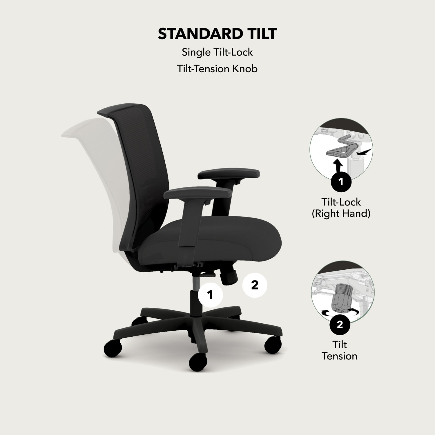 HON Convergence Ergonomic Fabric Mid-Back Task Chair, Black - Image 5