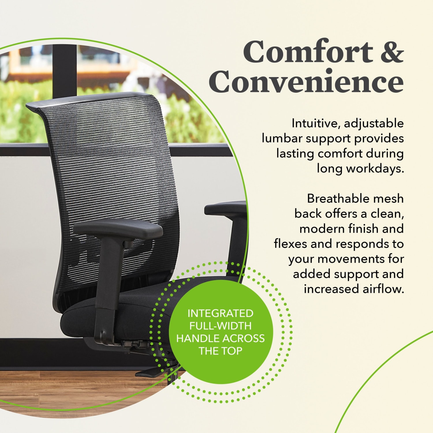 HON Convergence Ergonomic Fabric Mid-Back Task Chair, Black - Image 6