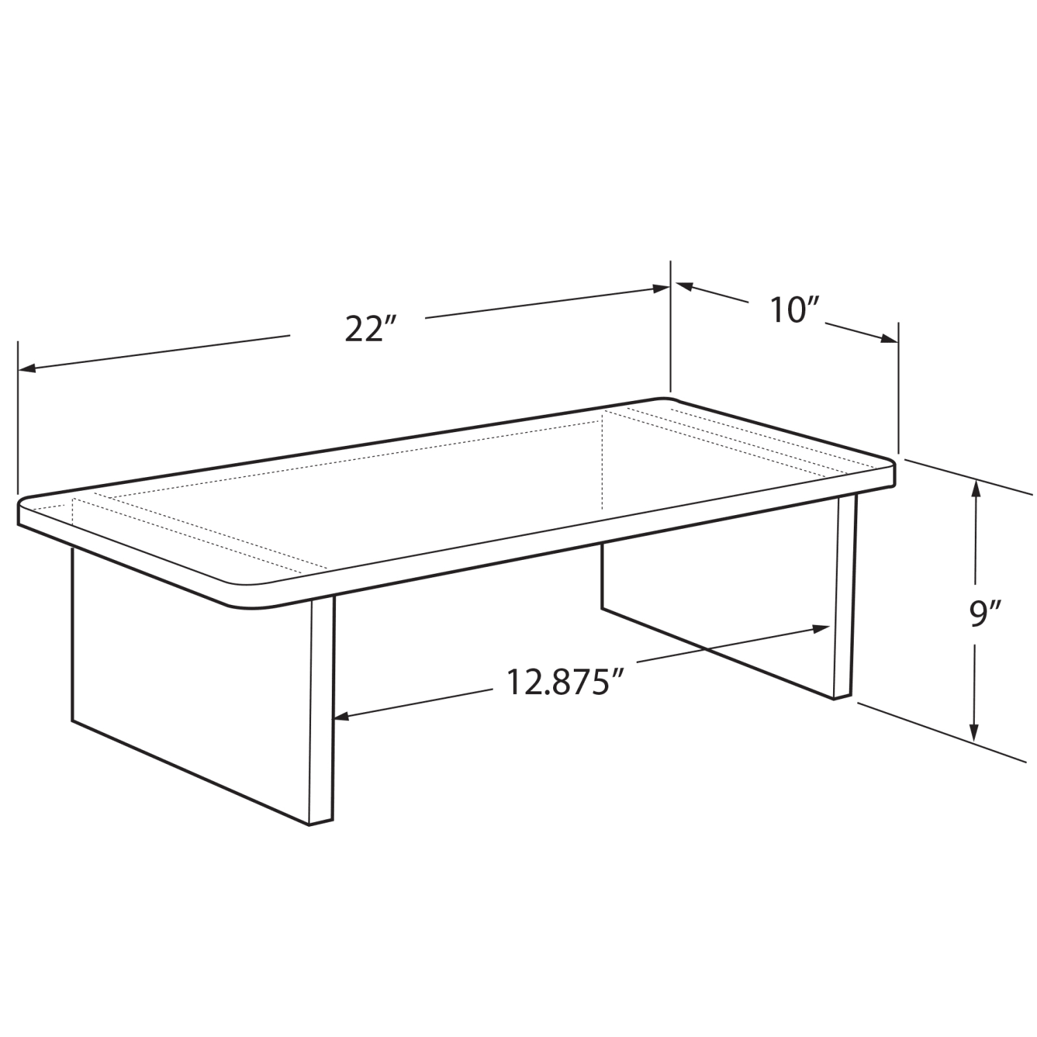 Azar Displays Thick Deluxe Acrylic Riser With Bumpers, 9inH x 22inW x 10inD, Clear - Image 3