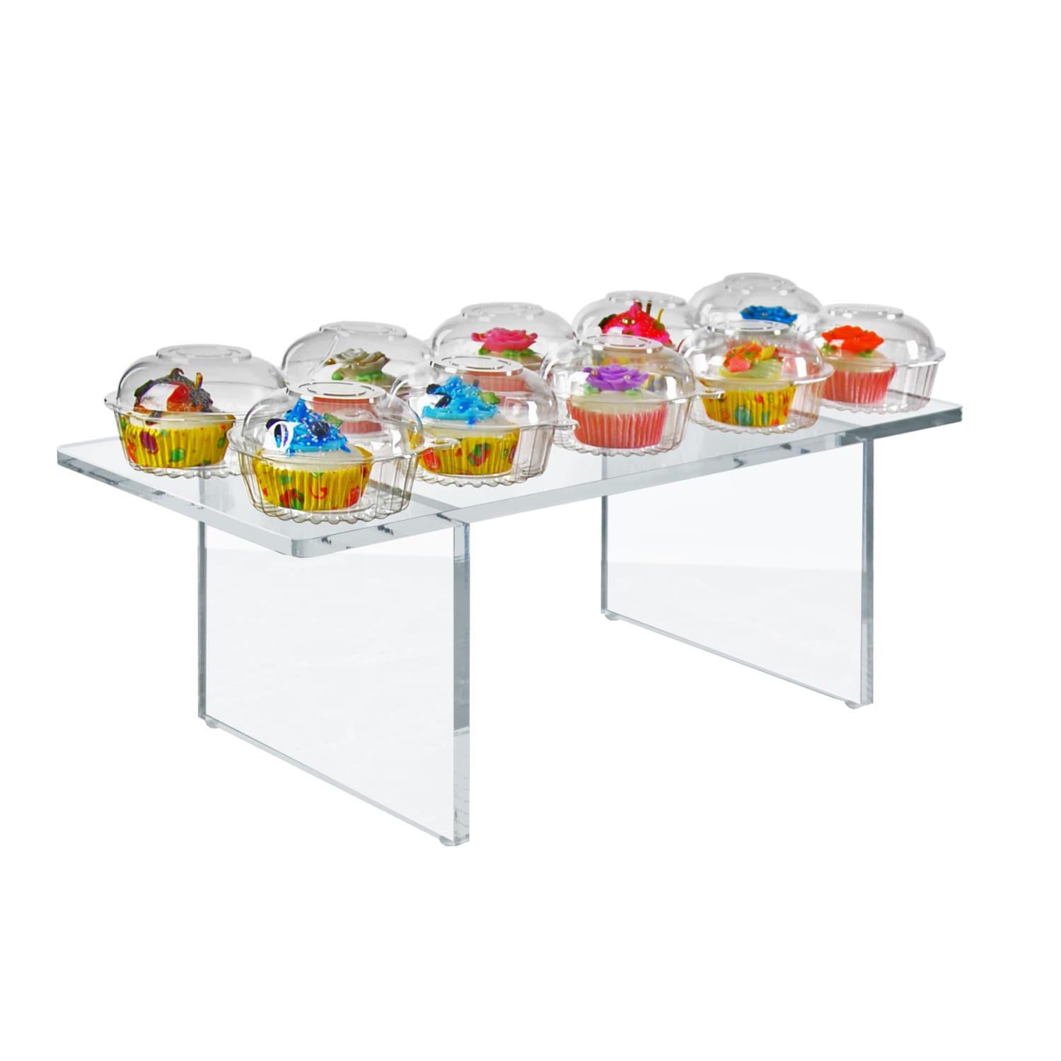 Azar Displays Thick Deluxe Acrylic Riser With Bumpers, 9inH x 22inW x 10inD, Clear - Image 4