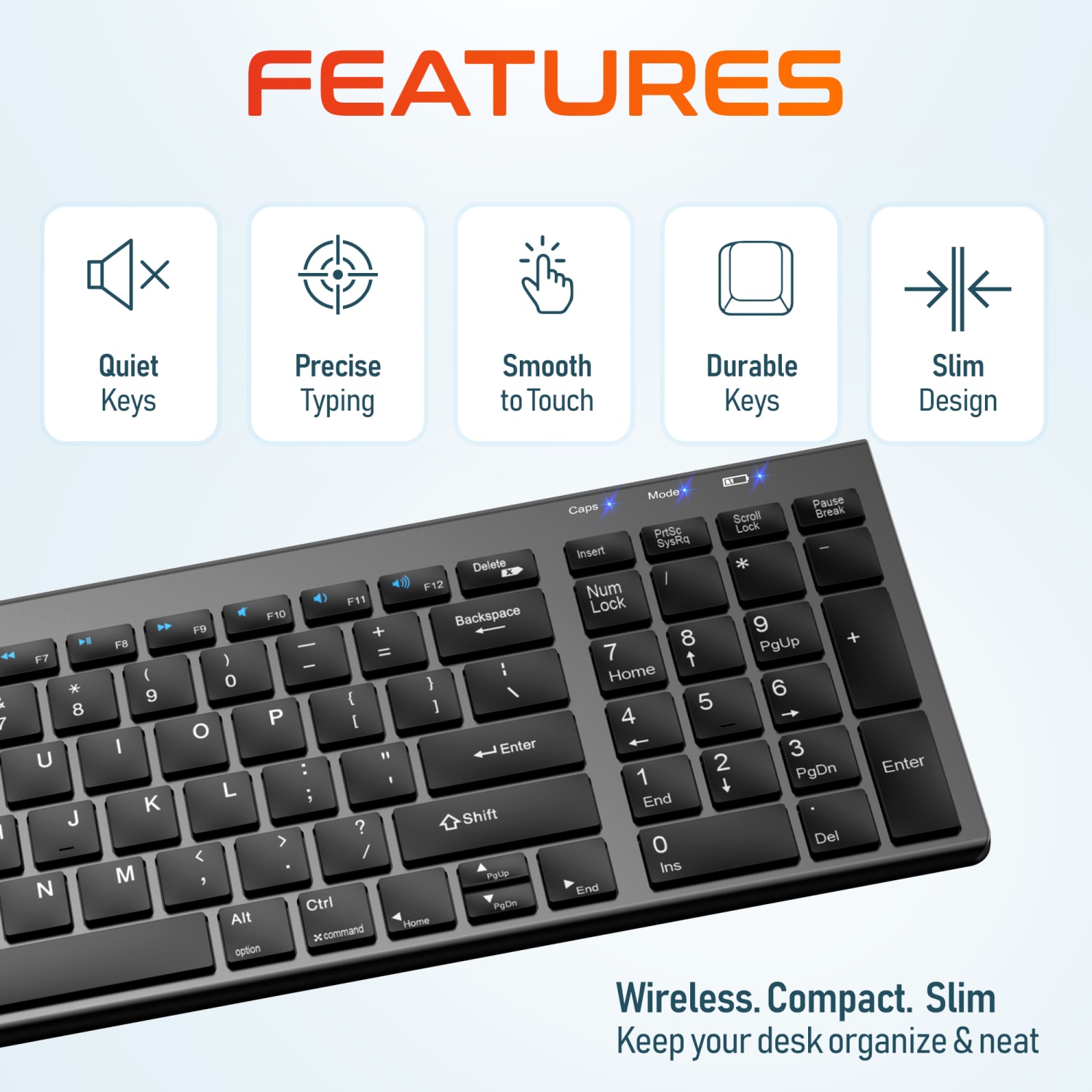 Delton N36 Slim Wireless Keyboard And Optical Mouse Combo, Black - Image 5