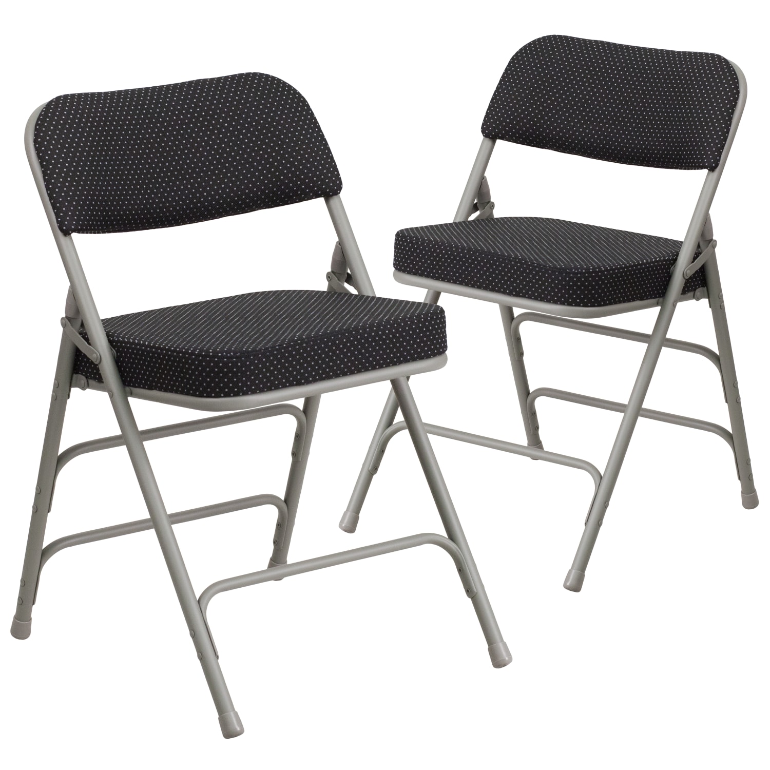 Flash Furniture HERCULES Series Premium Curved Triple Braced & Hinged Fabric Upholstered Metal Folding Chairs, Black, Set Of 2 Chairs - Image 4