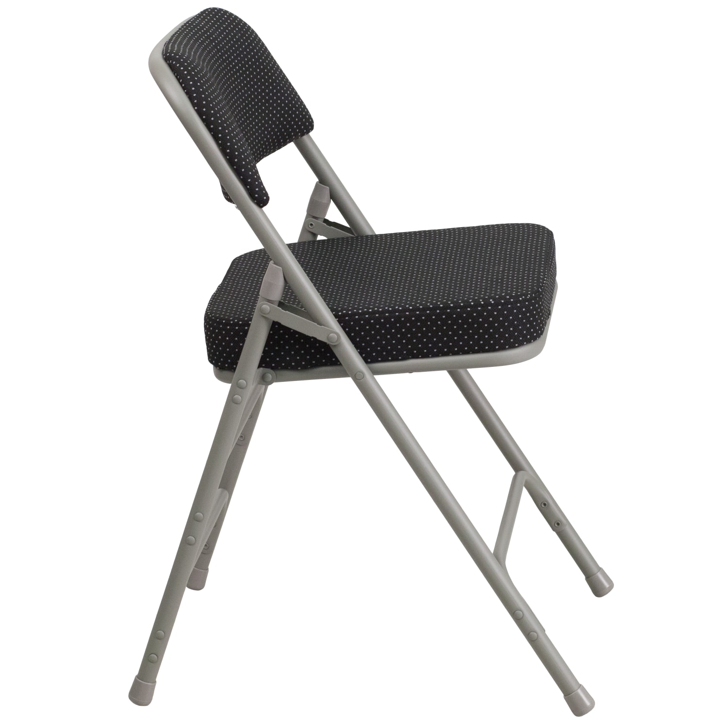 Flash Furniture HERCULES Series Premium Curved Triple Braced & Hinged Fabric Upholstered Metal Folding Chairs, Black, Set Of 2 Chairs - Image 9