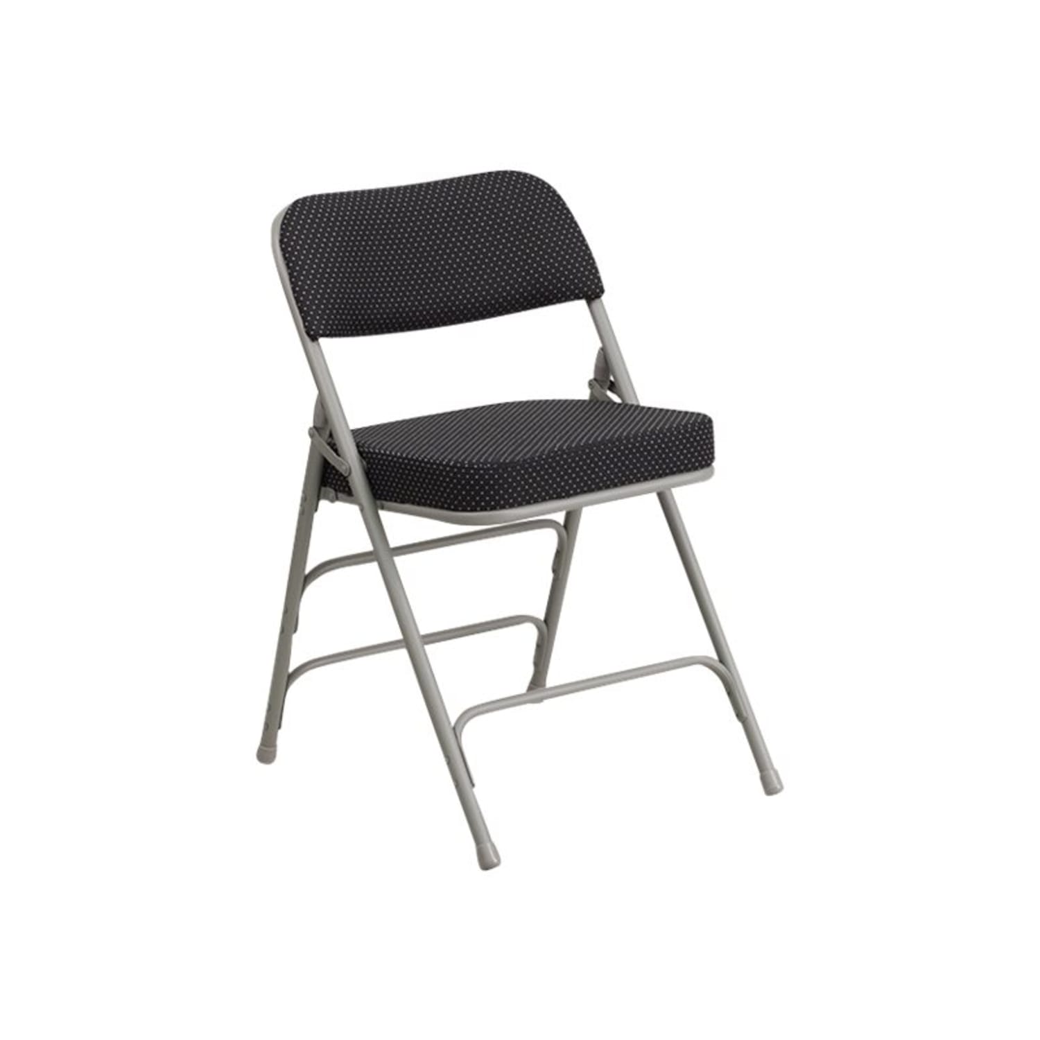 Flash Furniture HERCULES Series Premium Curved Triple Braced & Hinged Fabric Upholstered Metal Folding Chairs, Black, Set Of 2 Chairs - Image 11