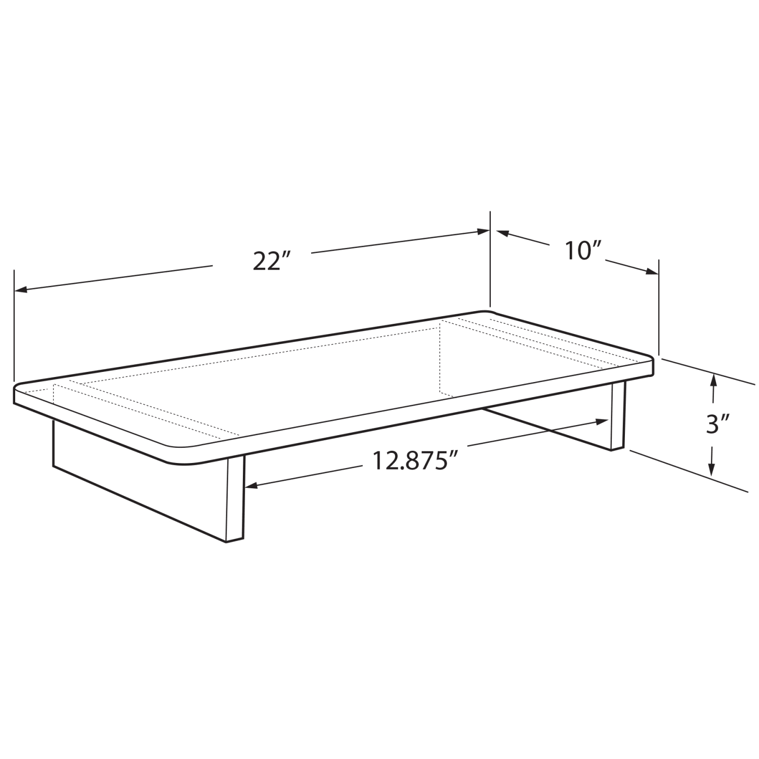 Azar Displays Thick Deluxe Acrylic Riser With Bumpers, 3inH x 22inW x 10inD, Clear - Image 3