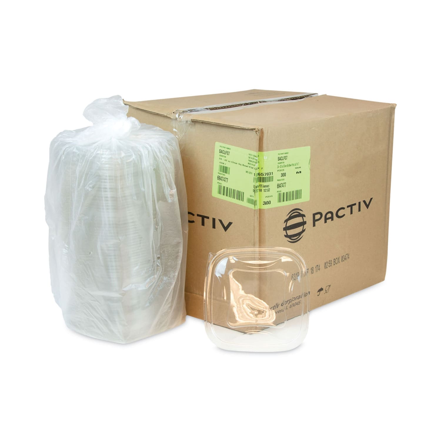 Pactiv Evergreen EarthChoice Square Bowl Flat Lids, 5/16inH x 7-7/16inW x 7-7/16inD, Clear, Plastic, Carton Of 300 Lids - Image 5