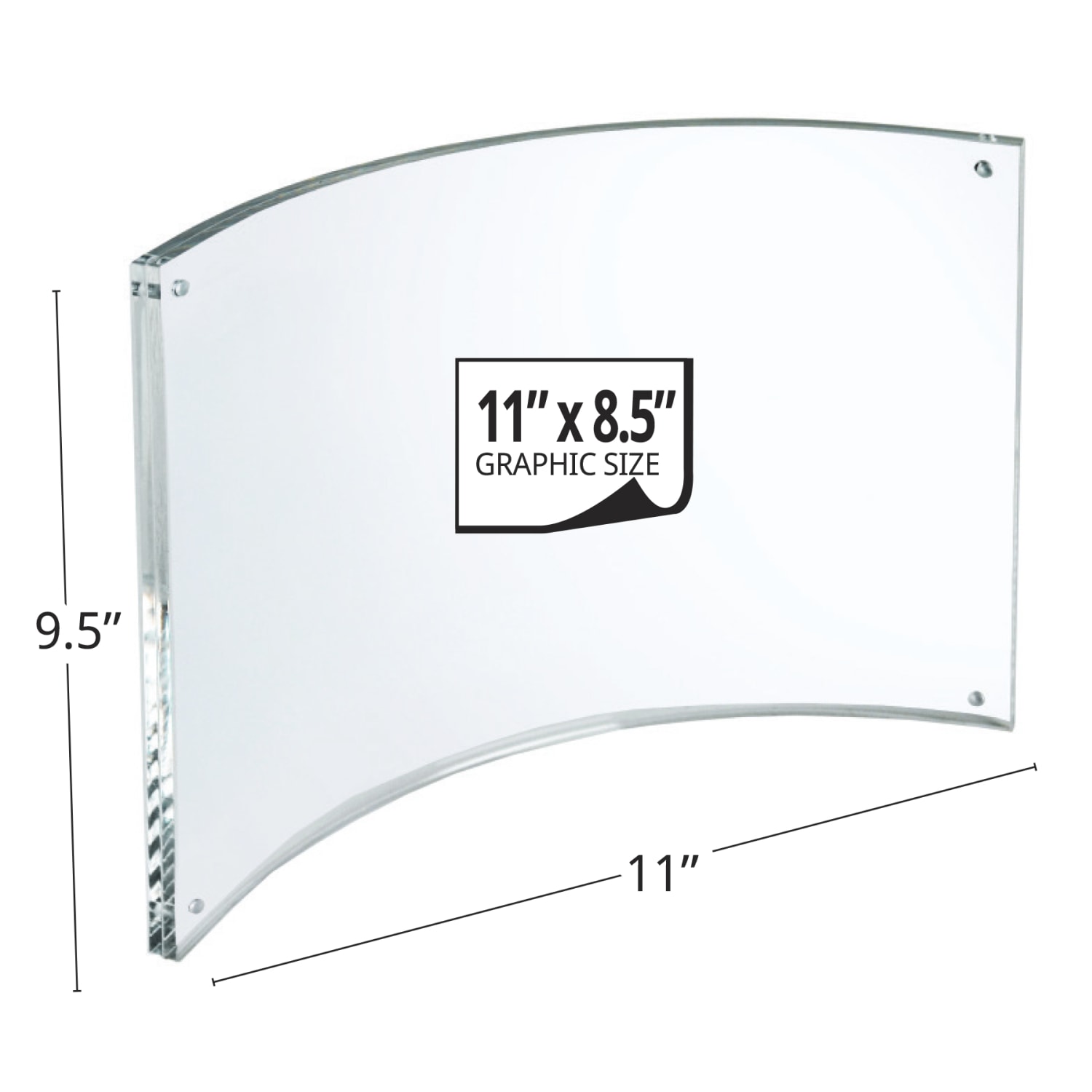 Azar Displays Curved Magnetic Acrylic Sign Holders, 8-1/2in x 11in, Clear, Pack Of 2 Holders - Image 3