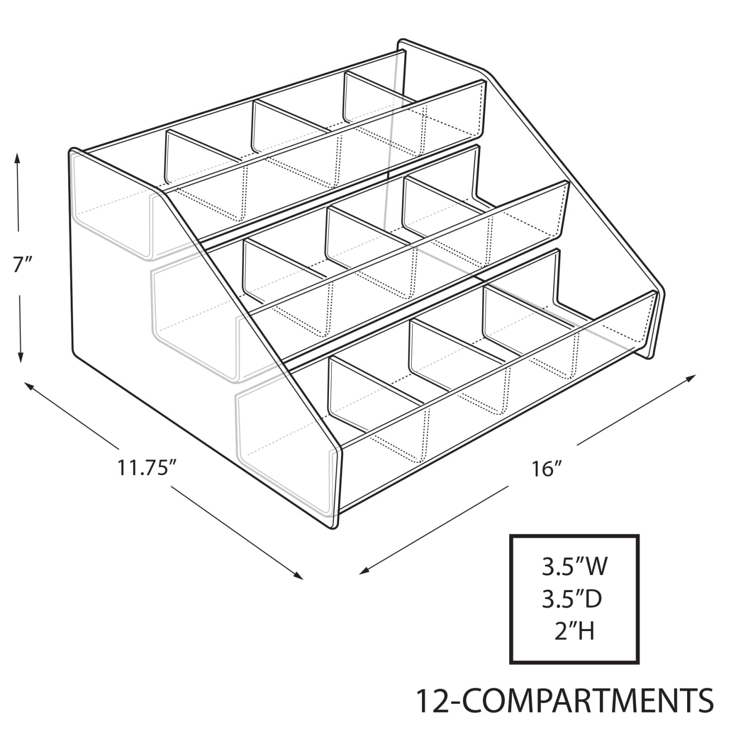 Azar Displays 3-Tier Shelf Step Display, 7inH x 16inW x 11-3/4inD, Clear - Image 4