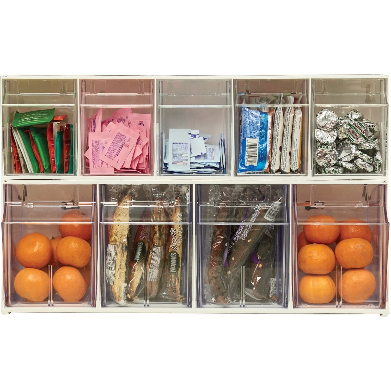 Deflecto Interlocking Horizontal Tilt Bin, 5 Bins, Small Size, 3 3/10in x 23 5/8in x 3 5/8in, White/Clear - Image 3