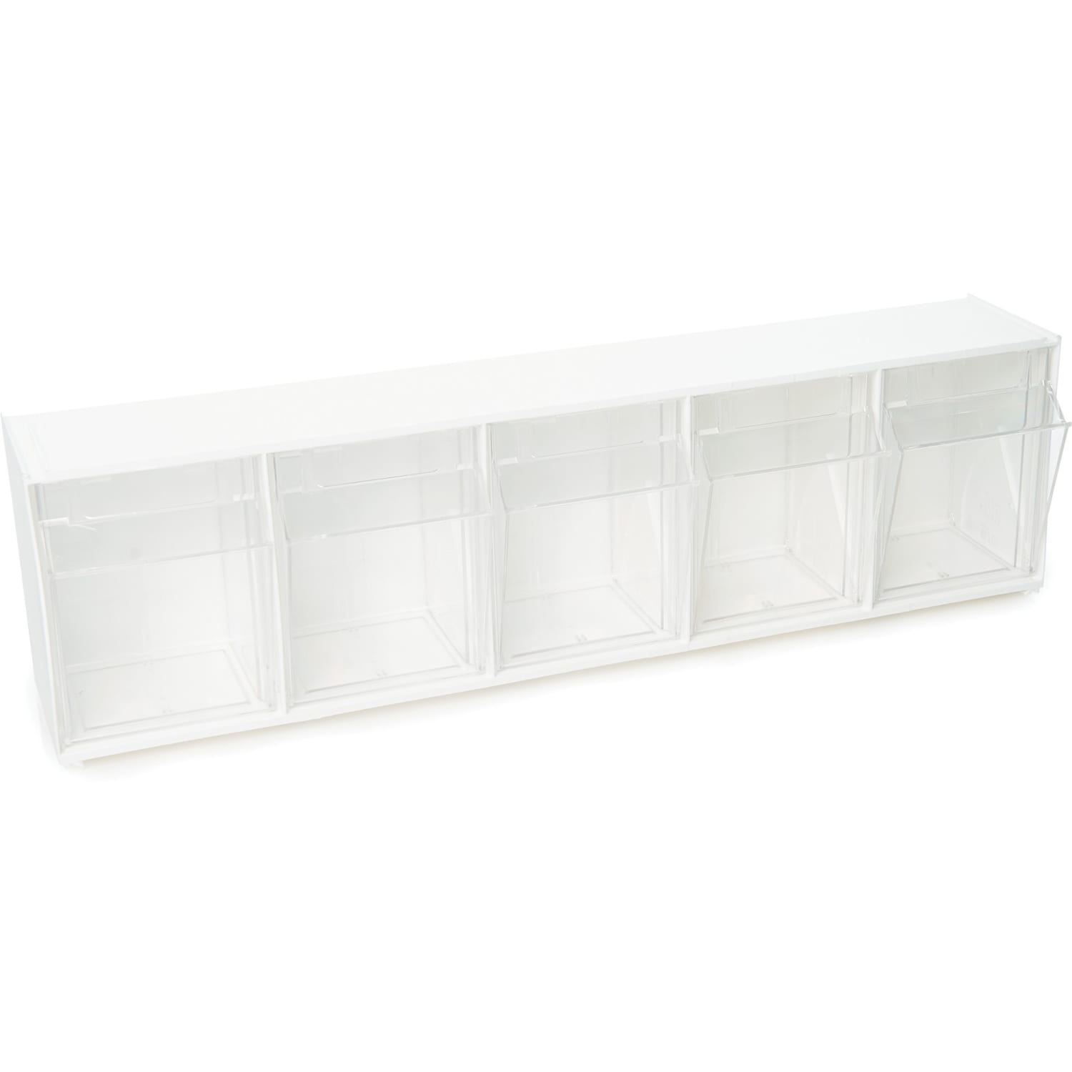Deflecto Interlocking Horizontal Tilt Bin, 5 Bins, Small Size, 3 3/10in x 23 5/8in x 3 5/8in, White/Clear - Image 4