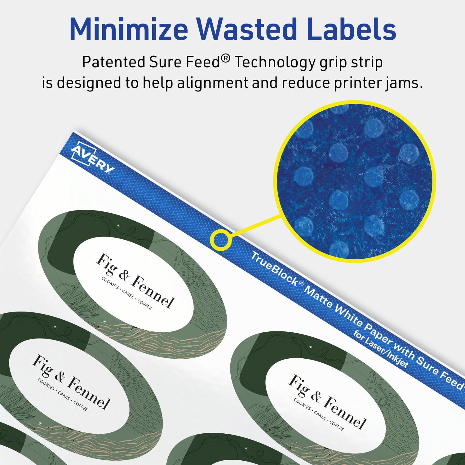Avery Print-To-The-Edge TrueBlock Labels With Sure Feed, 94054-TWMP100, Oval, 1-1/8in x 2-1/4in, Matte White, Pack Of 2100 - Image 5