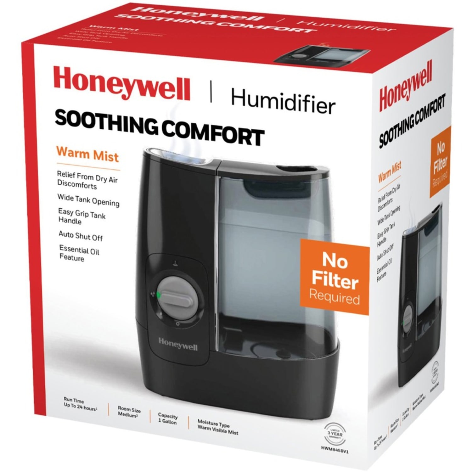 Honeywell HWM845 Warm Mist Humidifier - Warm Mist - 1 gal Tank - 520 Sq. ft. - Black - Image 5