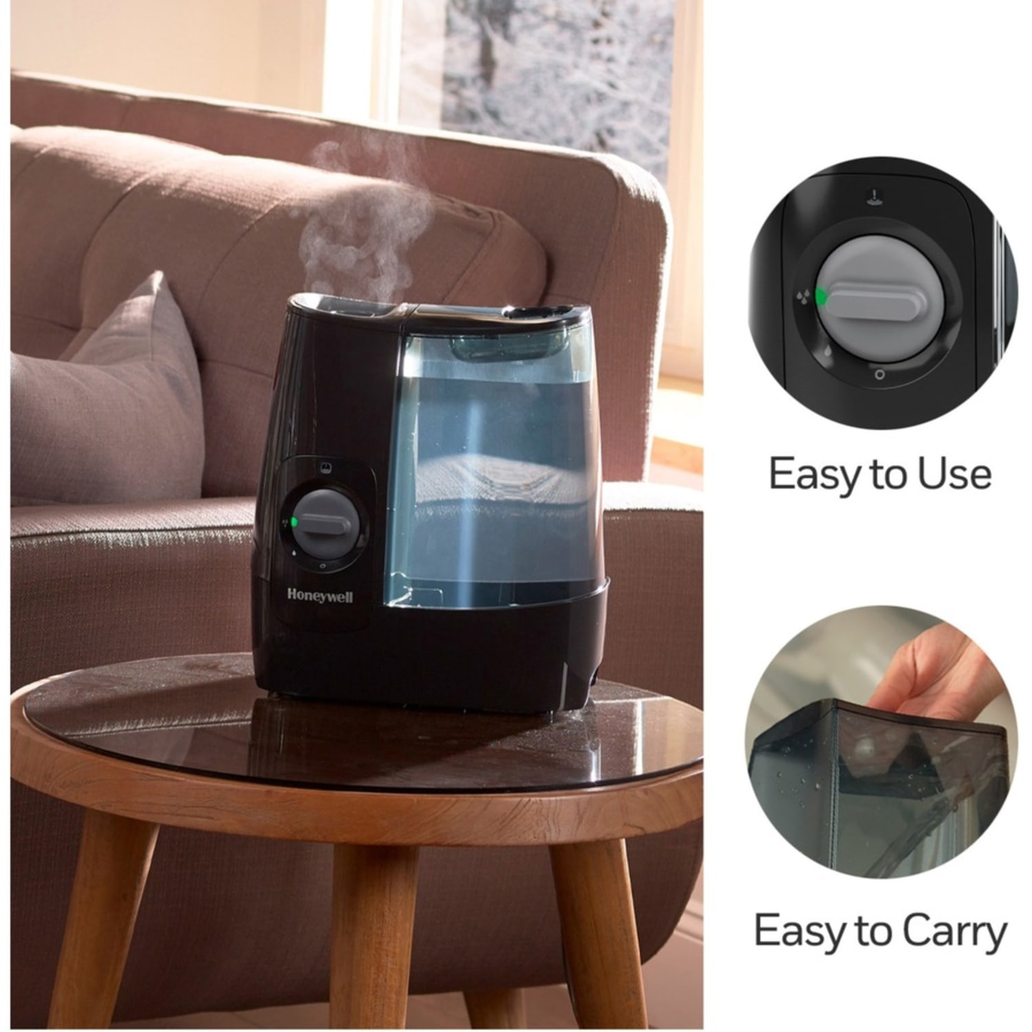 Honeywell HWM845 Warm Mist Humidifier - Warm Mist - 1 gal Tank - 520 Sq. ft. - Black - Image 6