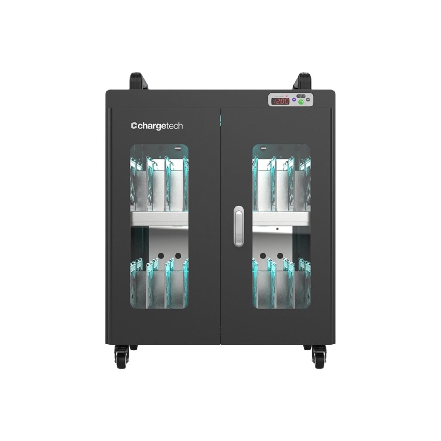 ChargeTech 20-Bay UV Disinfection & Charging Cabinet, 55in x 26in x 22in, Black - Image 3