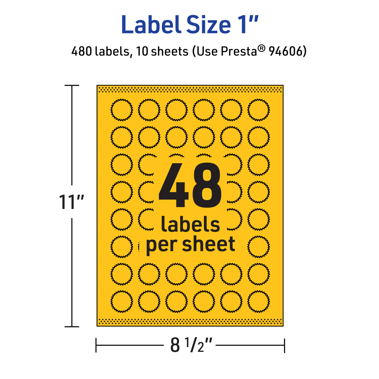 Avery Print-To-The-Edge Labels With Sure Feed Technology, 94606-BYP10, Starburst, 1in, Matte Bright Yellow, Pack of 480 - Image 6